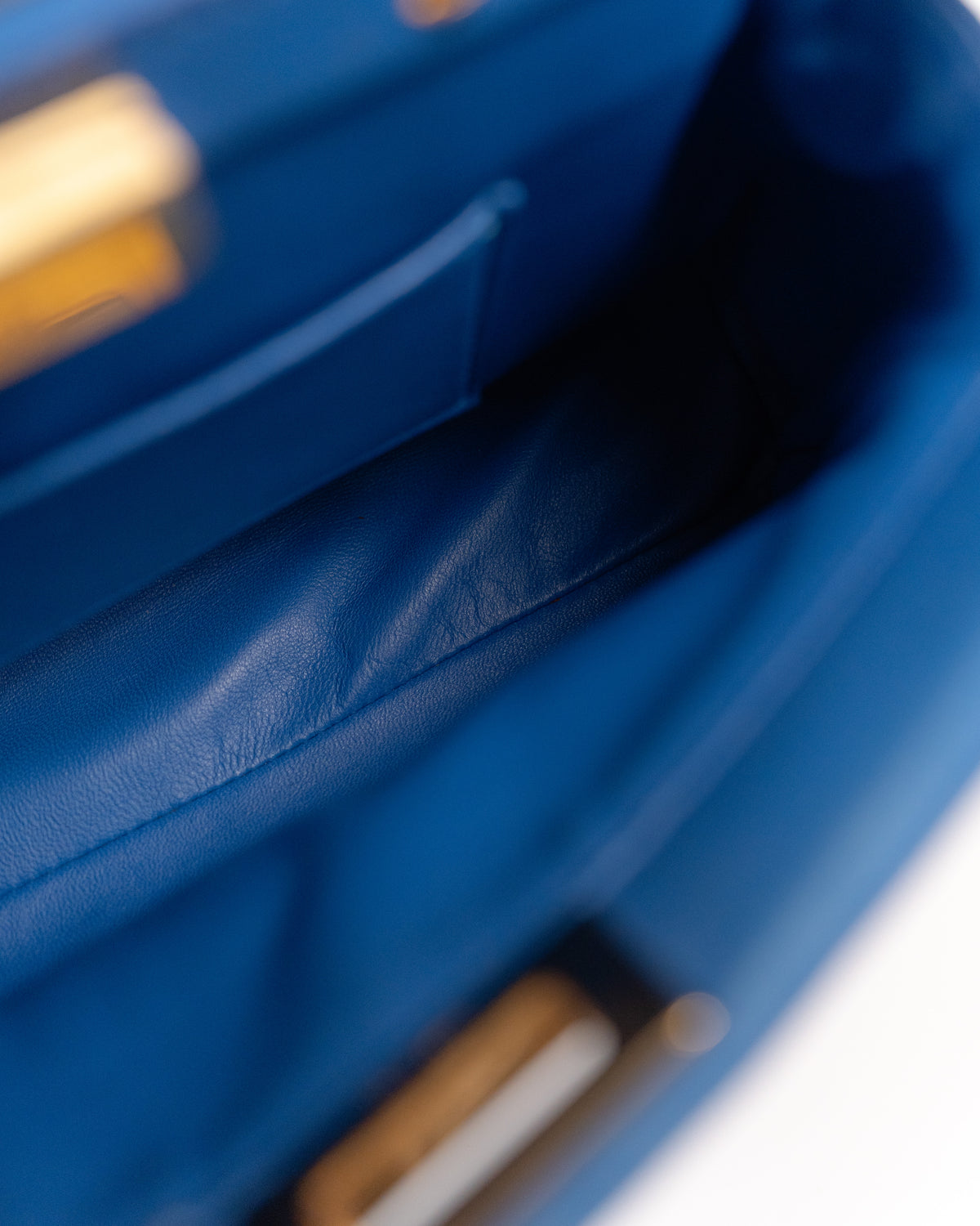 Fendi Borsa Peekaboo Mini Pelle Blu con Cover second hand luxury - Aurea Luxury Lab
