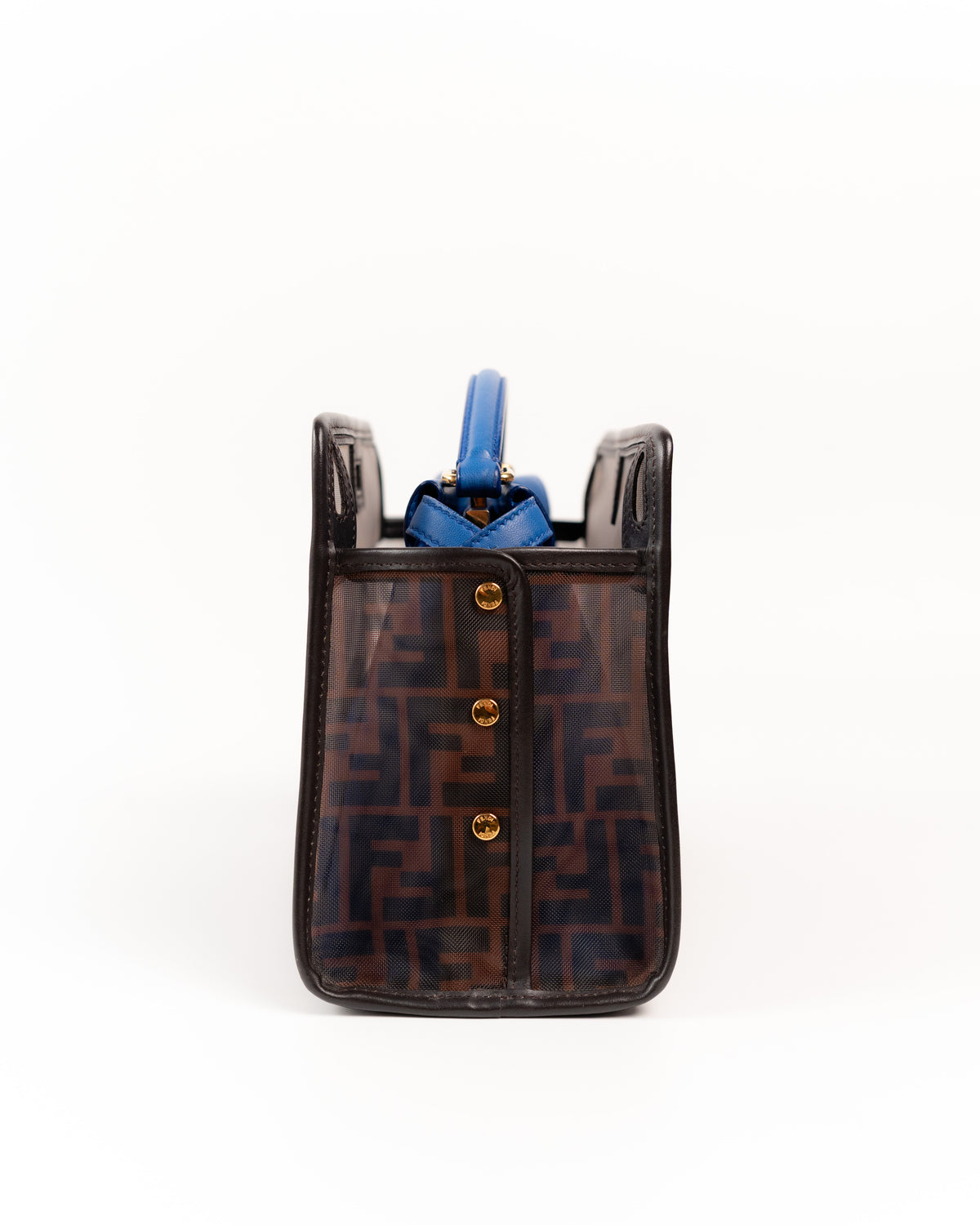 Fendi Borsa Peekaboo Mini Pelle Blu con Cover second hand luxury - Aurea Luxury Lab