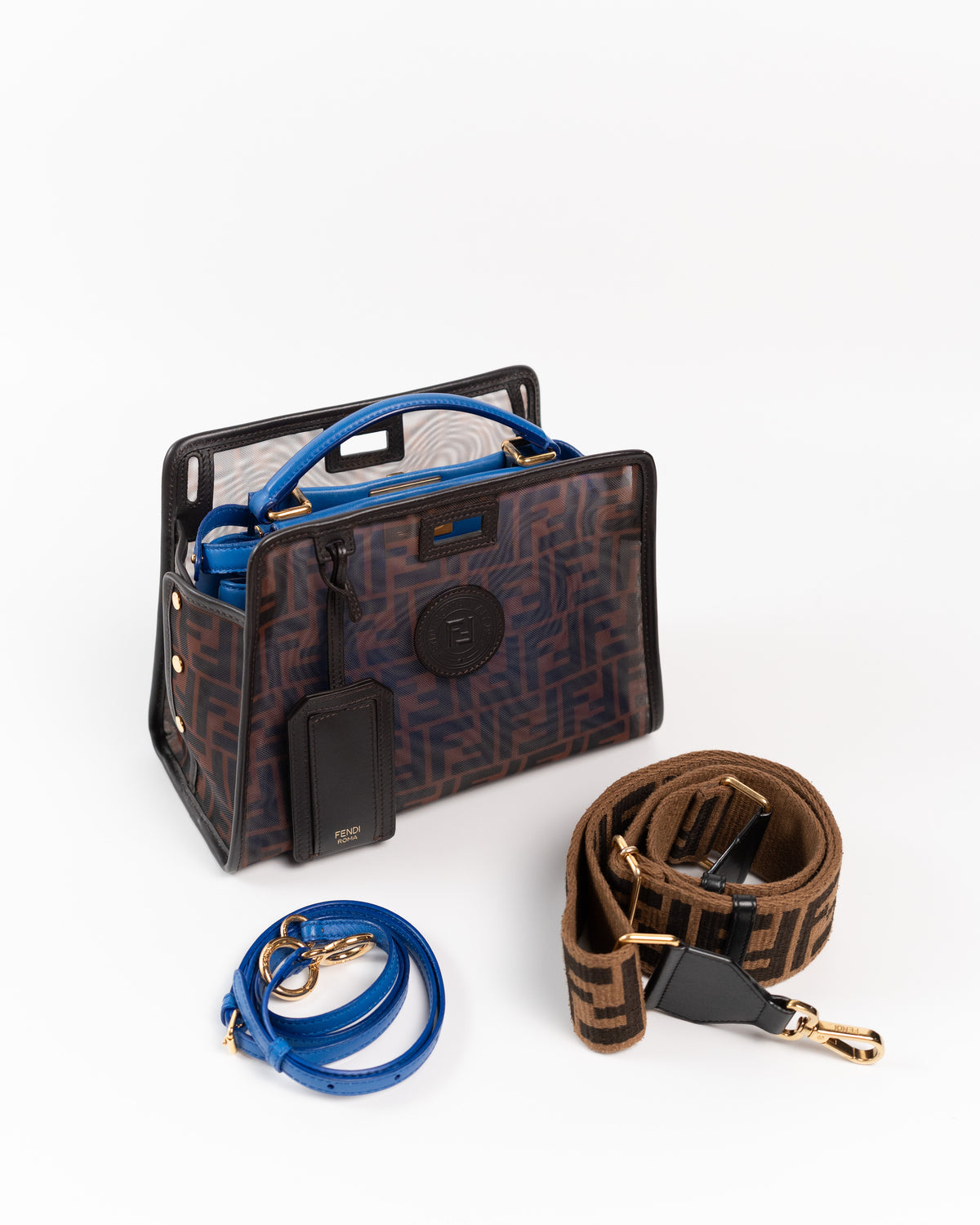 Fendi Borsa Peekaboo Mini Pelle Blu con Cover pre-owned certificata - Aurea Luxury Lab