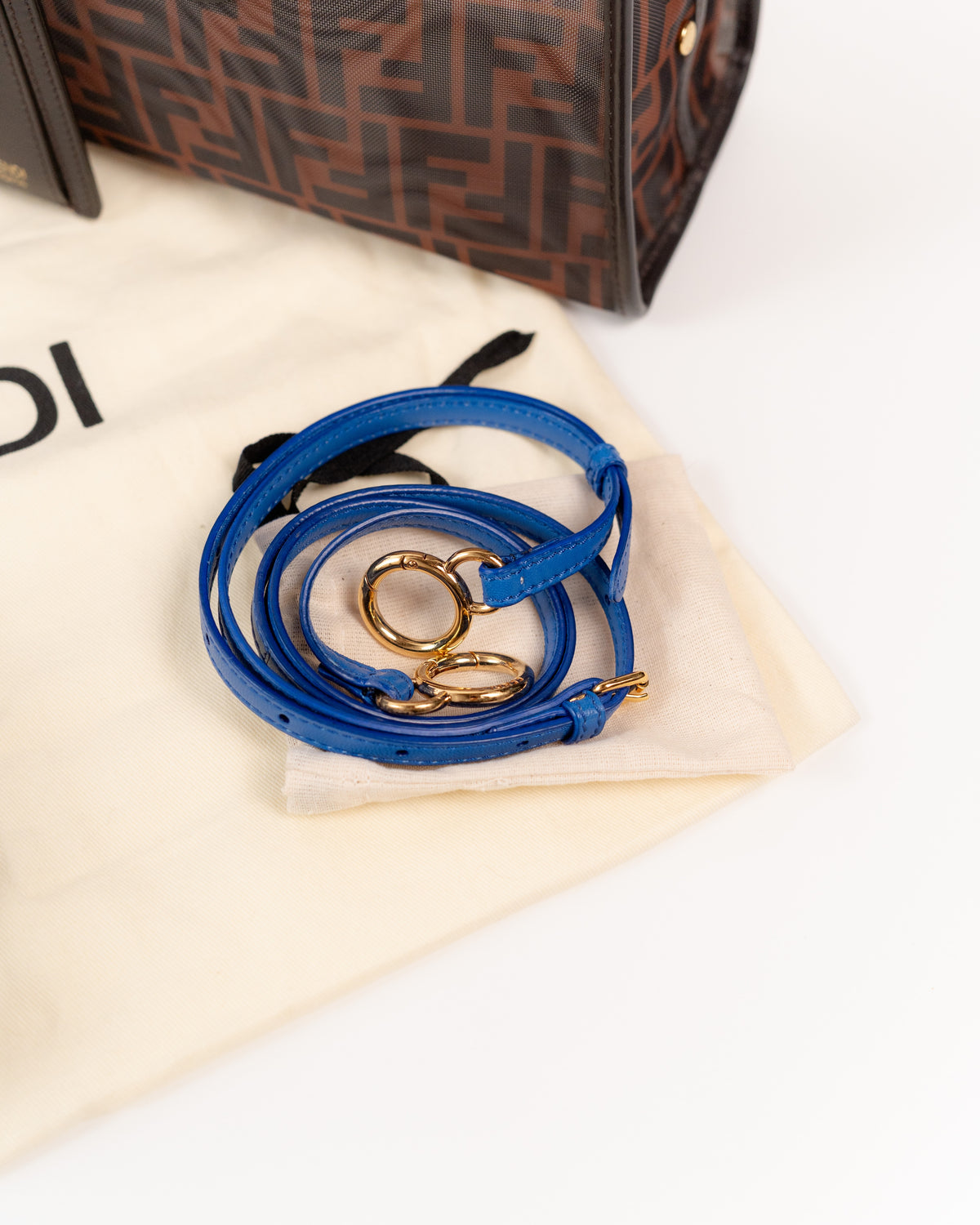 Fendi Borsa Peekaboo Mini Pelle Blu con Cover second hand luxury - Aurea Luxury Lab