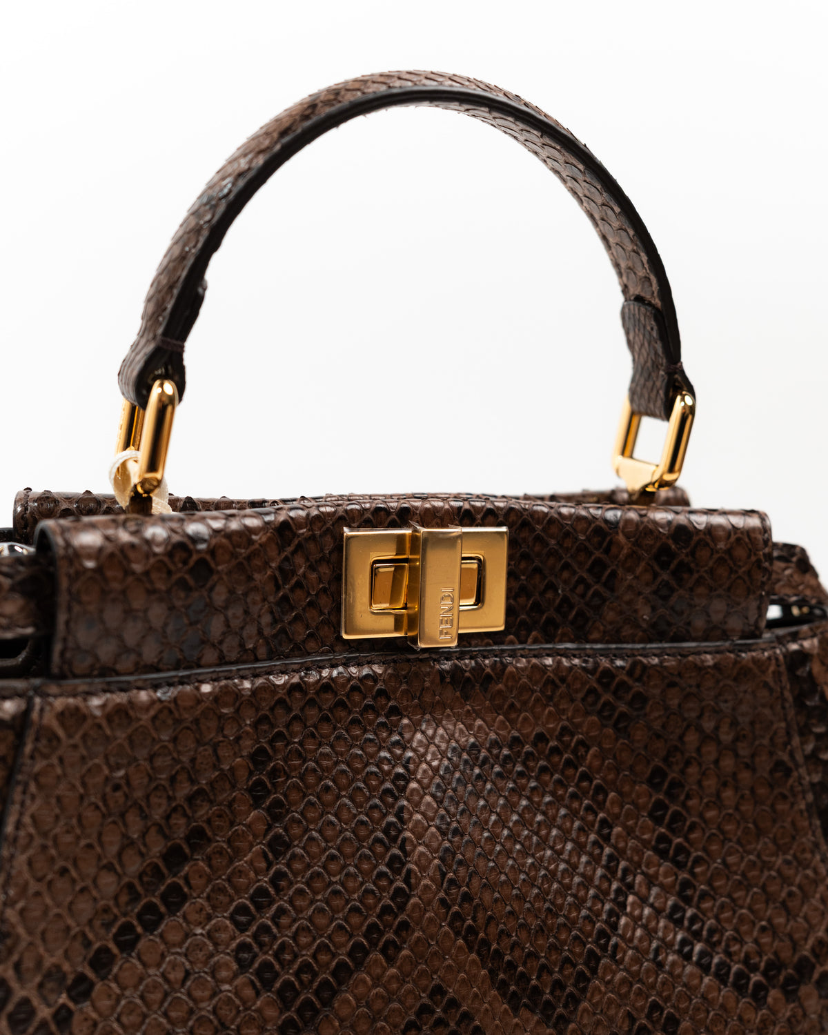 Fendi Borsa Peekaboo Mini Pitone Marrone usata autentica - Aurea Luxury Lab