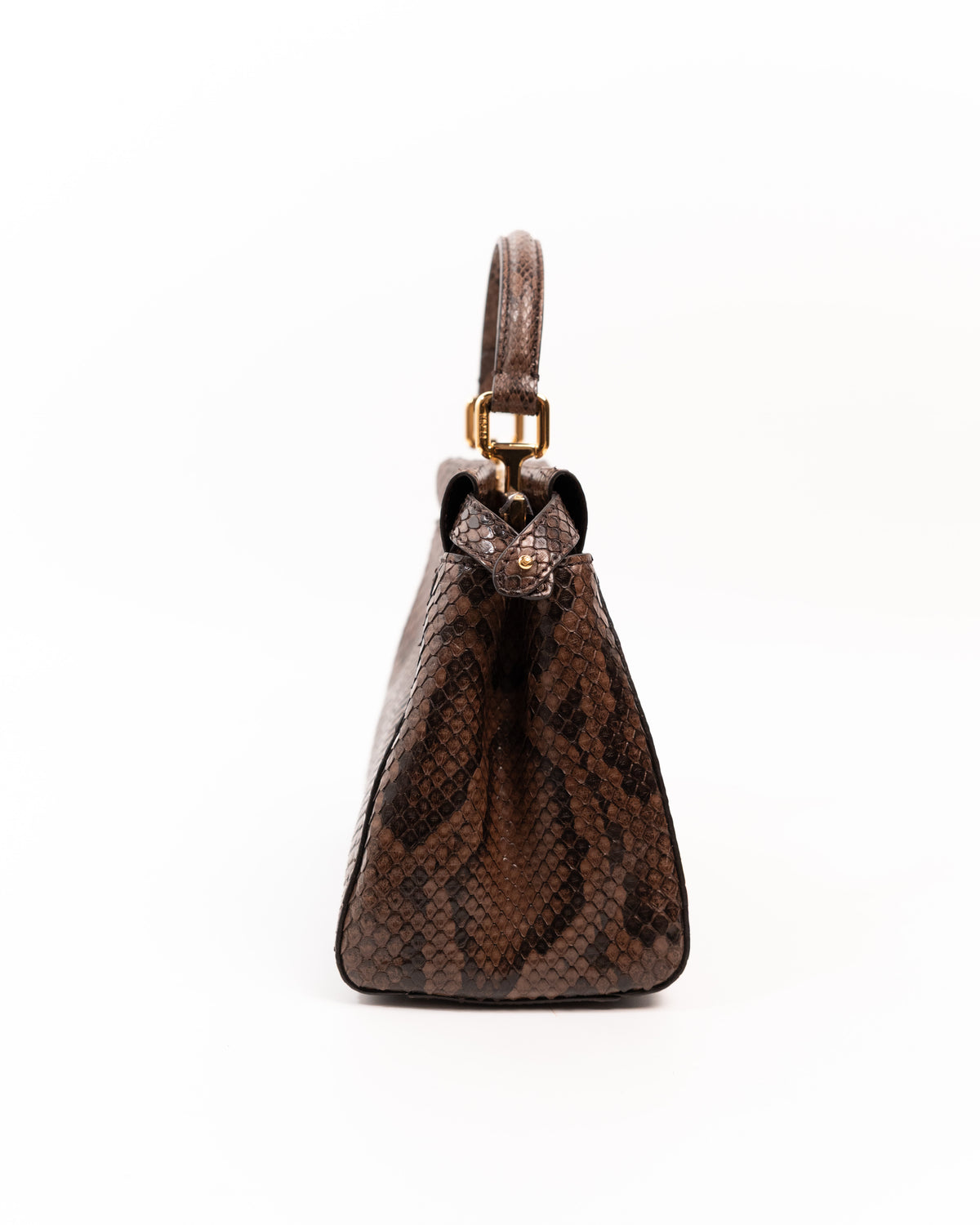 Fendi Borsa Peekaboo Mini Pitone Marrone second hand luxury - Aurea Luxury Lab