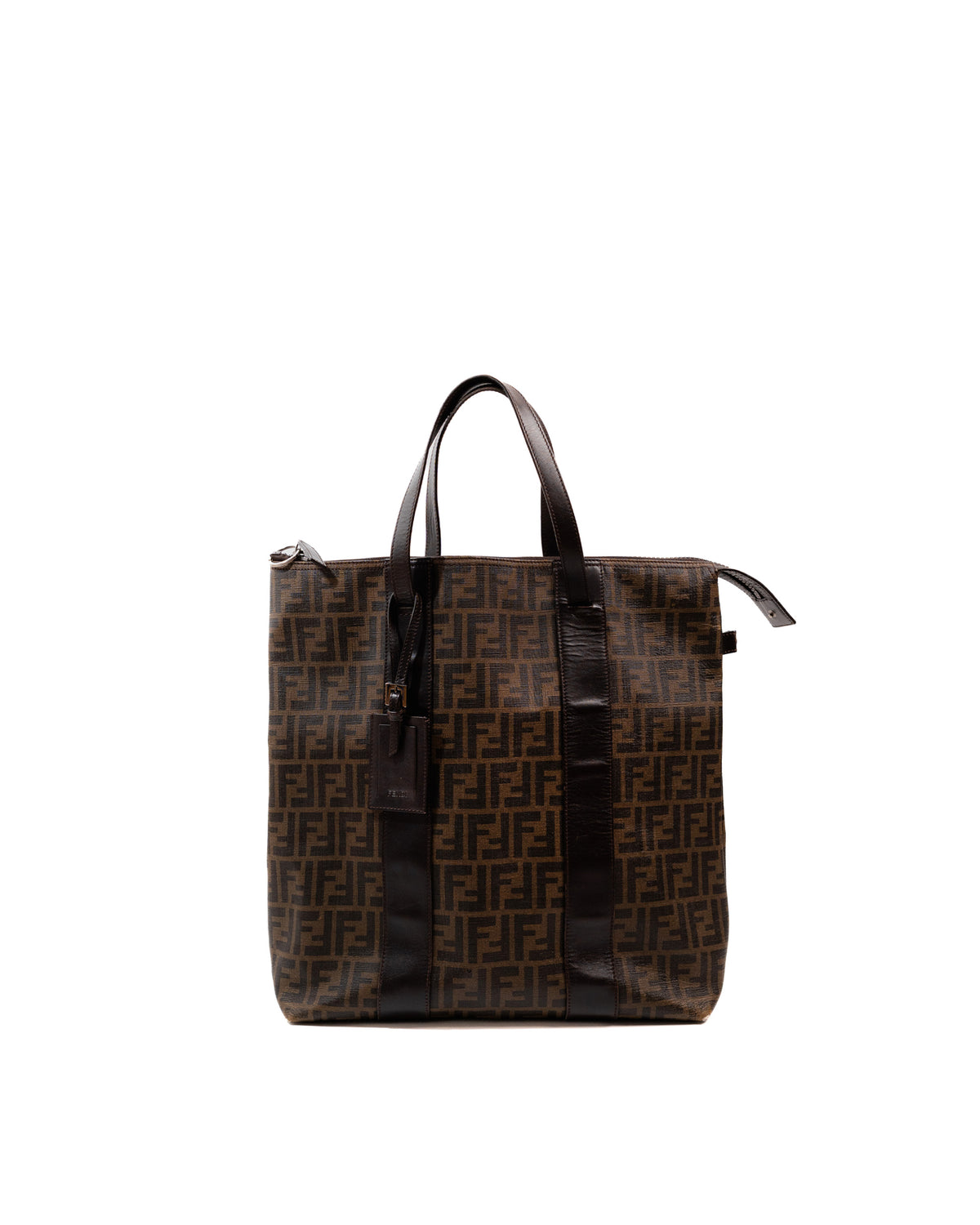 Fendi Borsa Shopper Tela Zucca Marrone e Nero usata autentica - Aurea Luxury Lab