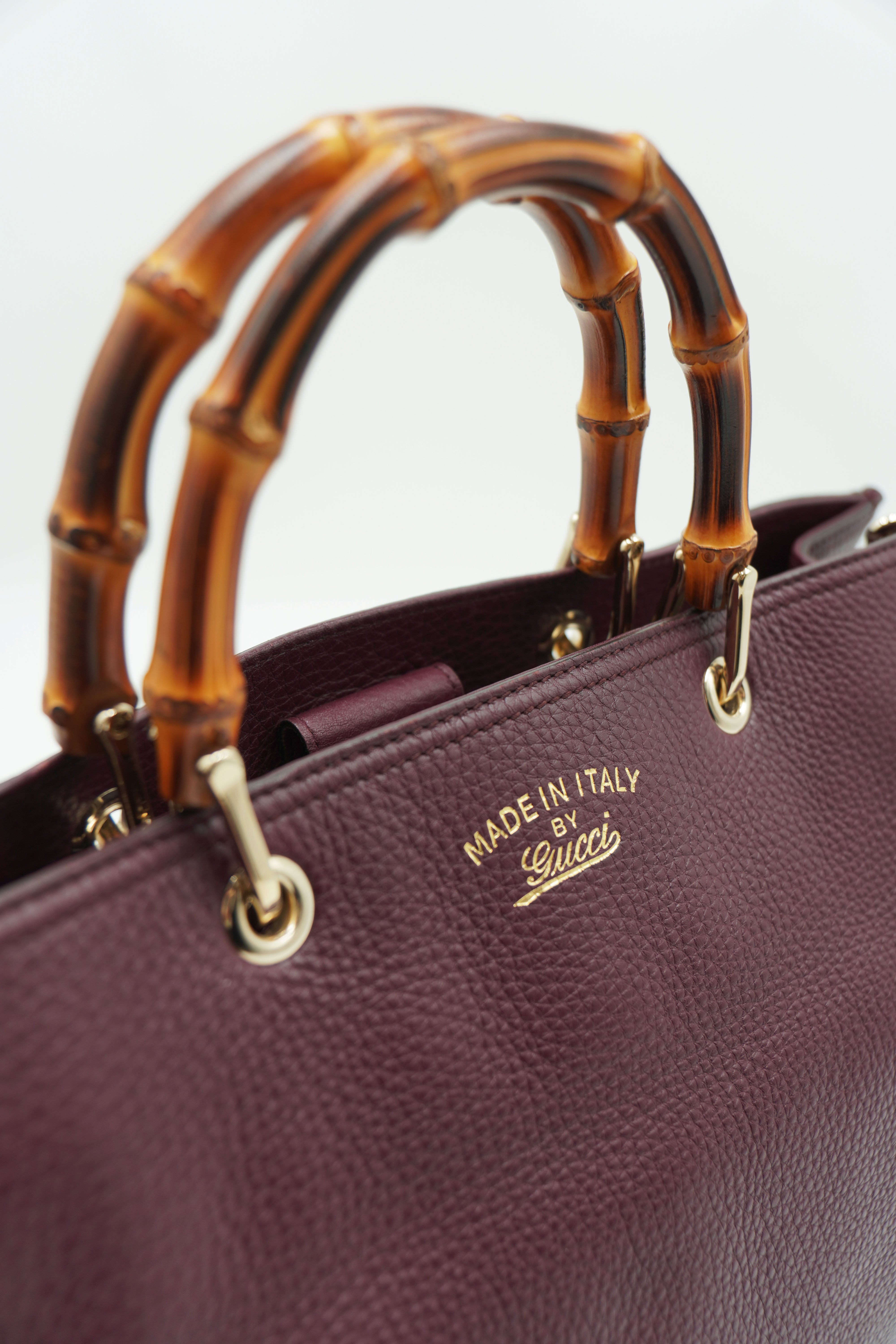 Gucci Tote Bag Bamboo Burgundy