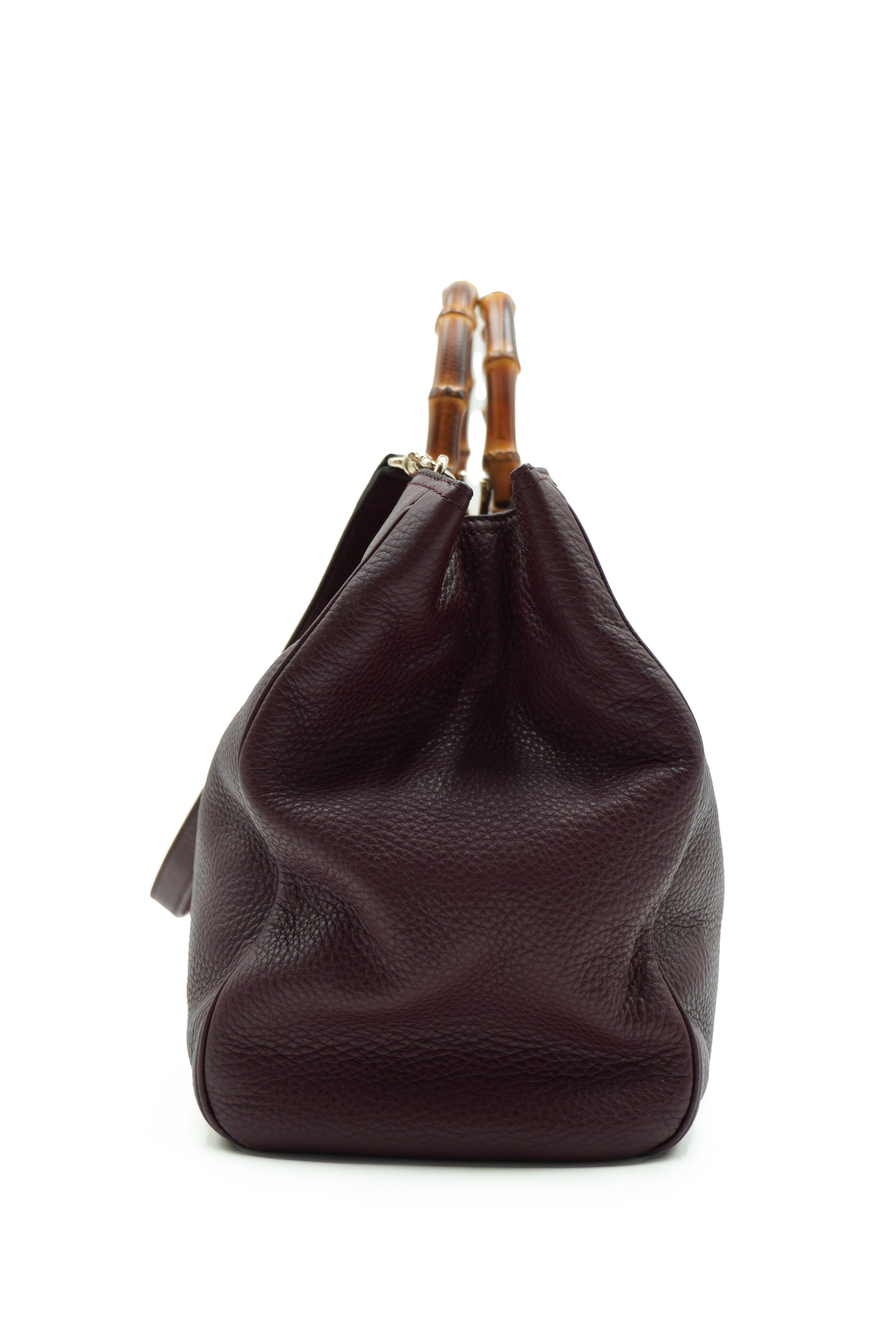 Gucci Tote Bag Bamboo Burgundy