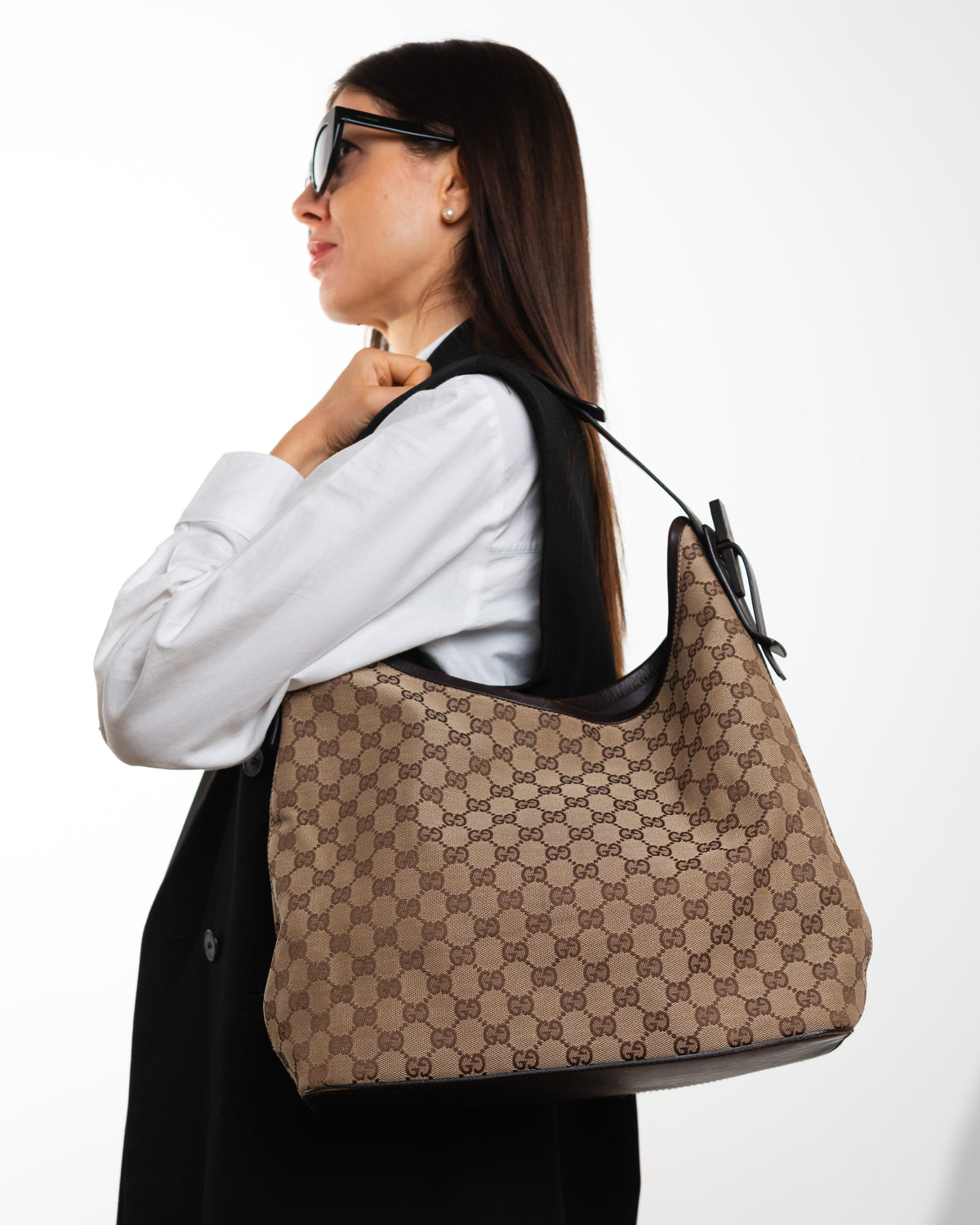 Gucci Borsa Hobo Tela GG Monogram Marrone pre-owned certificata - Aurea Luxury Lab