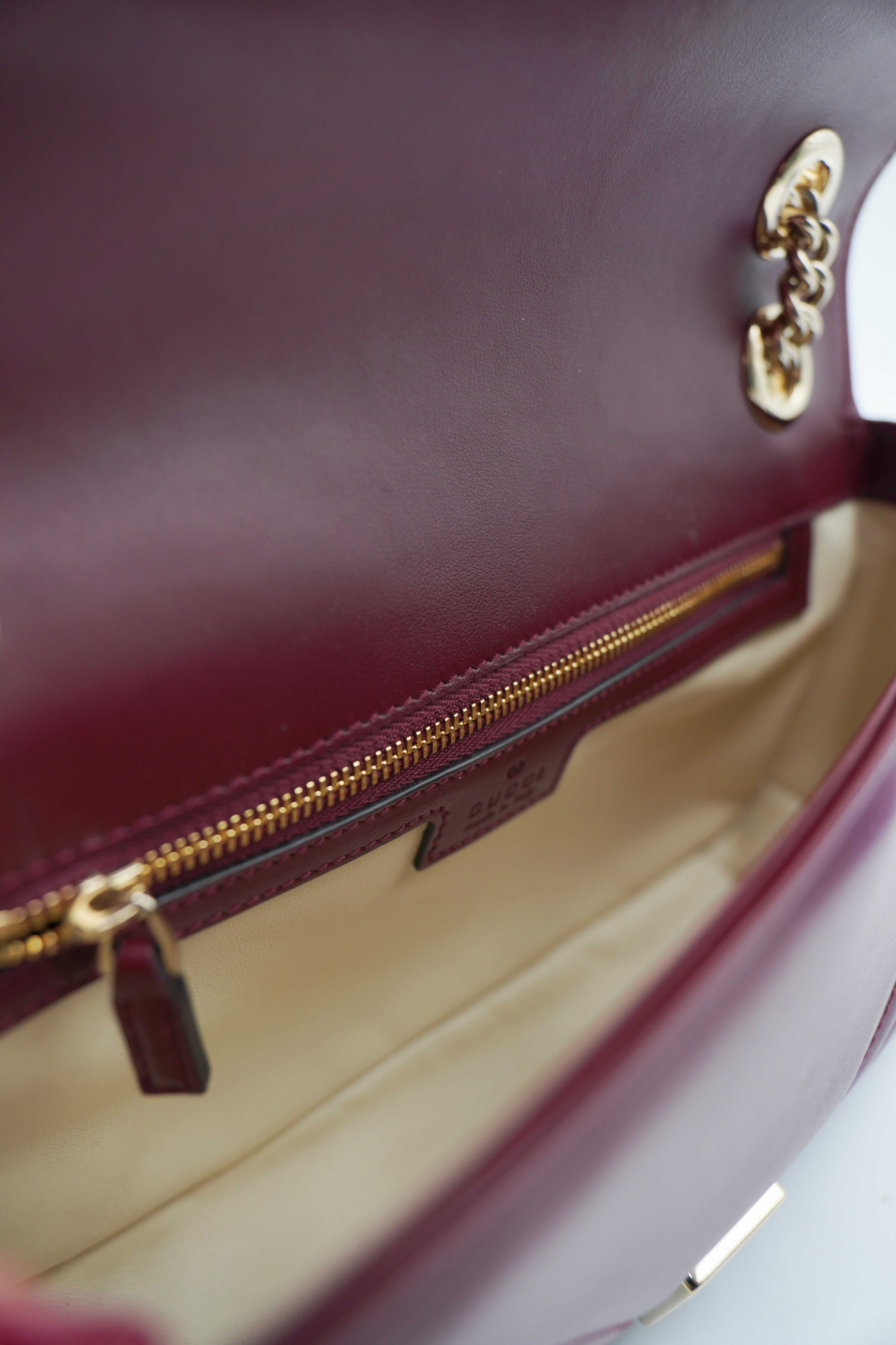 Gucci Marmont Medium Burgundy Leather Bag - Authentic Used