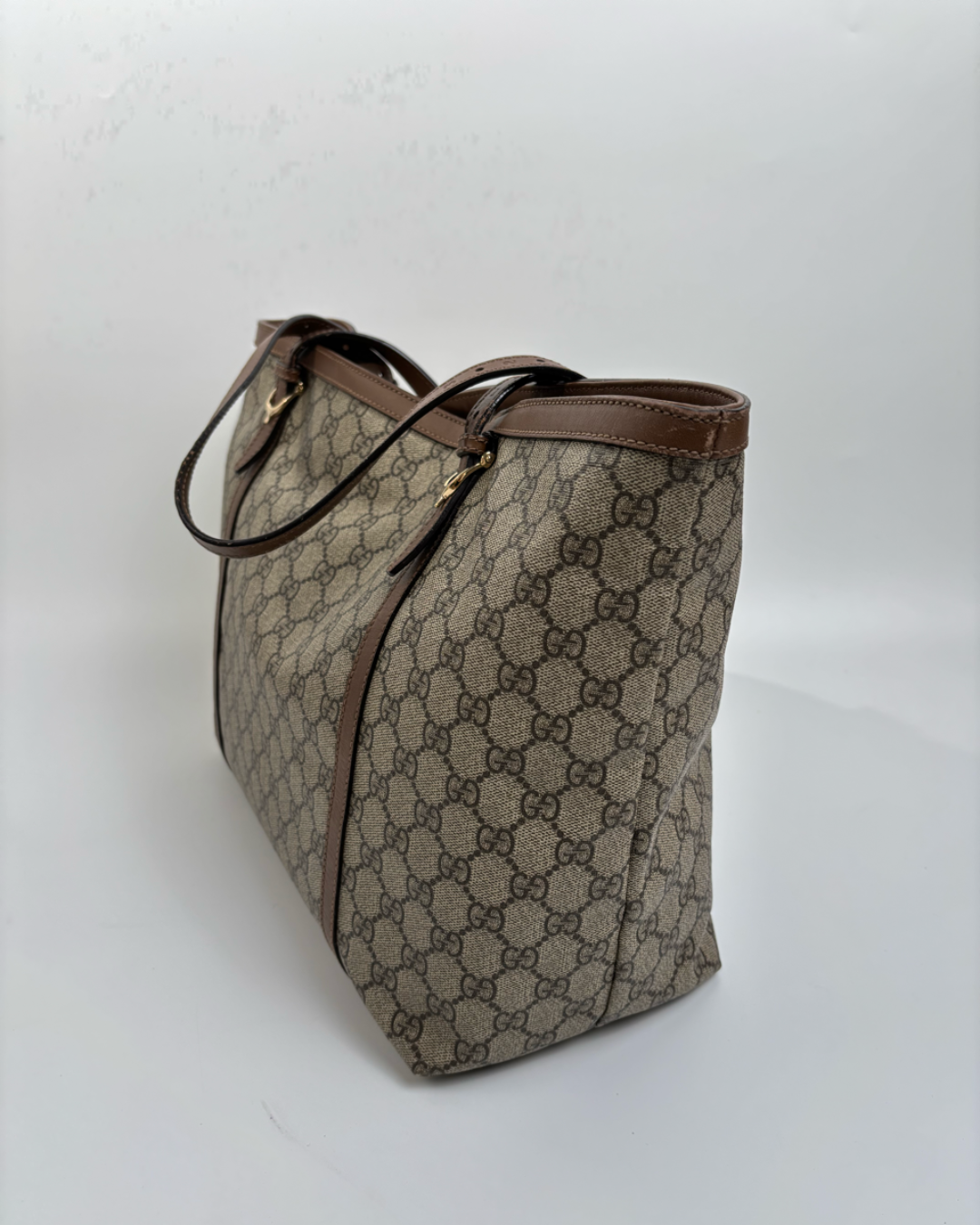 Gucci Borsa Shopper Tela GG Supreme Beige e Marrone usata autentica - Aurea Luxury Lab