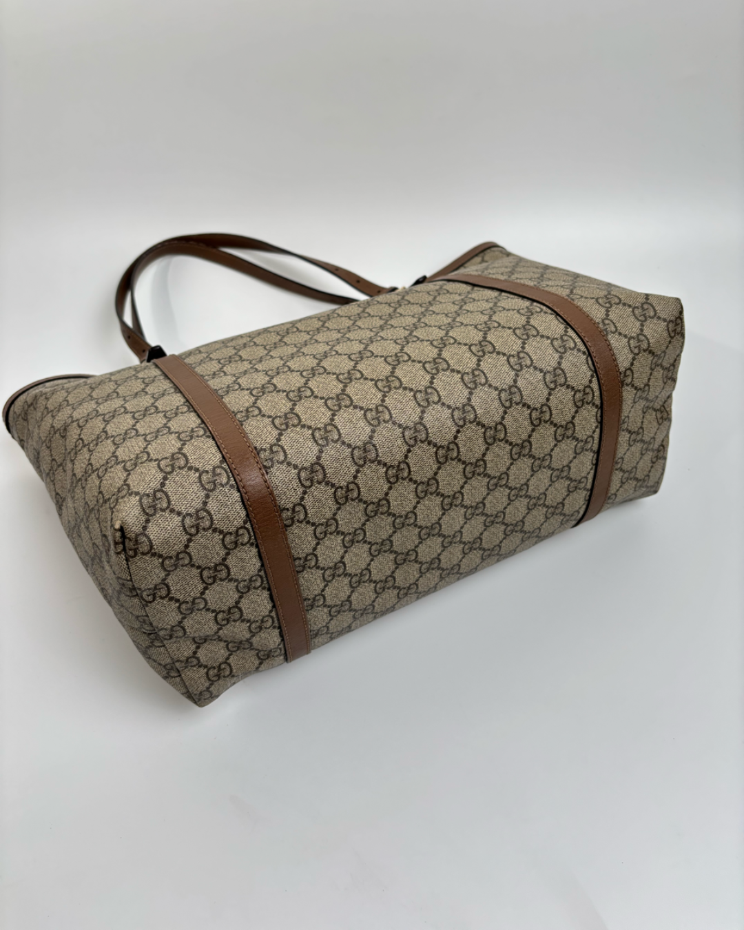 Gucci Borsa Shopper Tela GG Supreme Beige e Marrone second hand luxury - Aurea Luxury Lab
