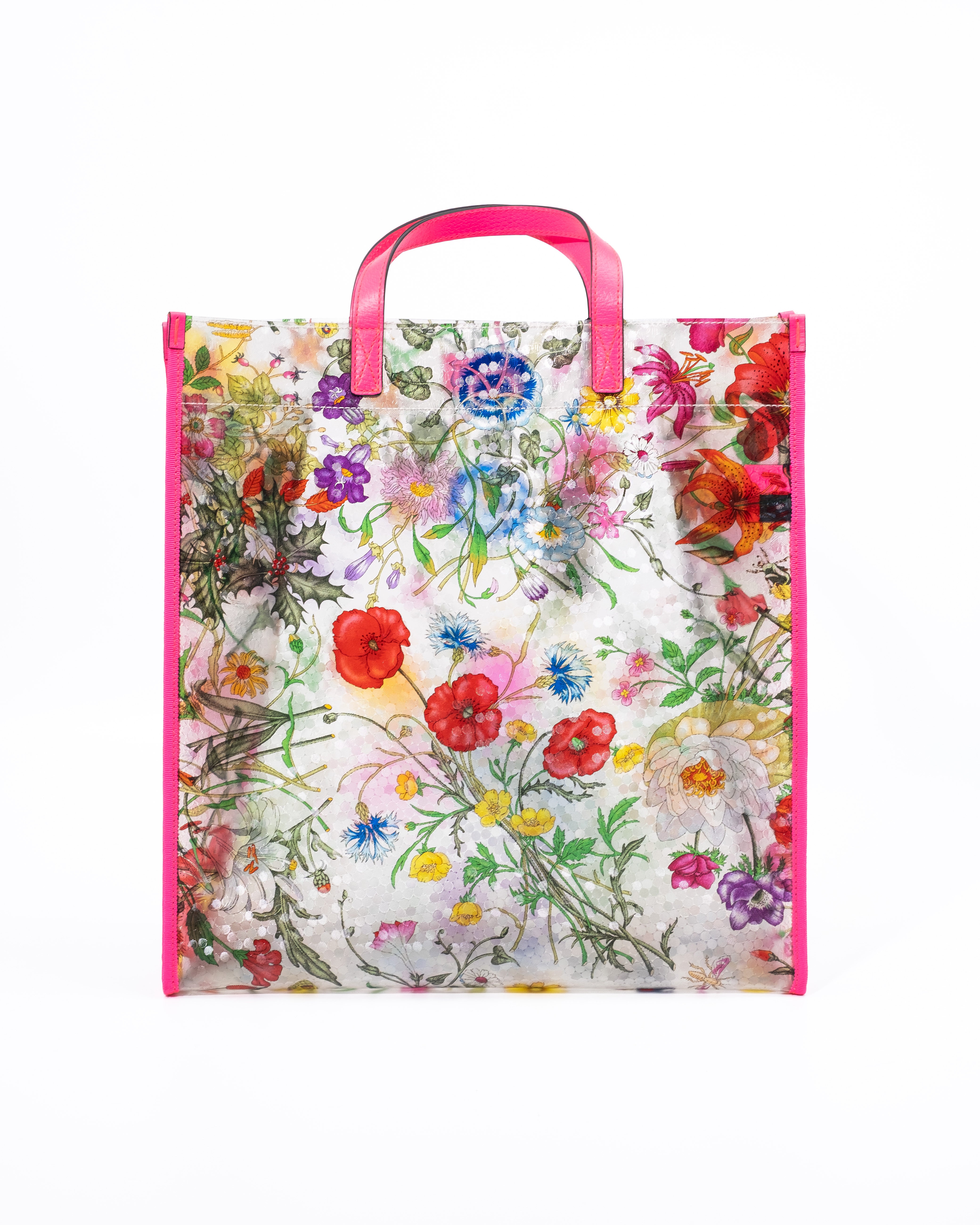 Gucci Borsa Tote Flora Vinile e Pelle Rosa nuova con cartellino - Aurea Luxury Lab