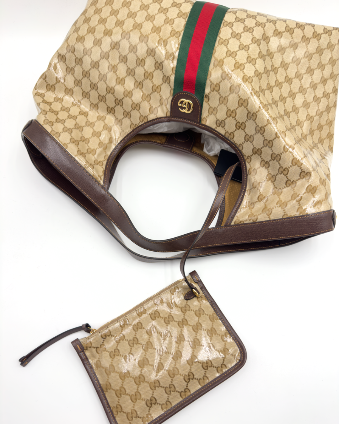 Gucci Borsa Giglio Large Tessuto GG Beige second hand luxury - Aurea Luxury Lab