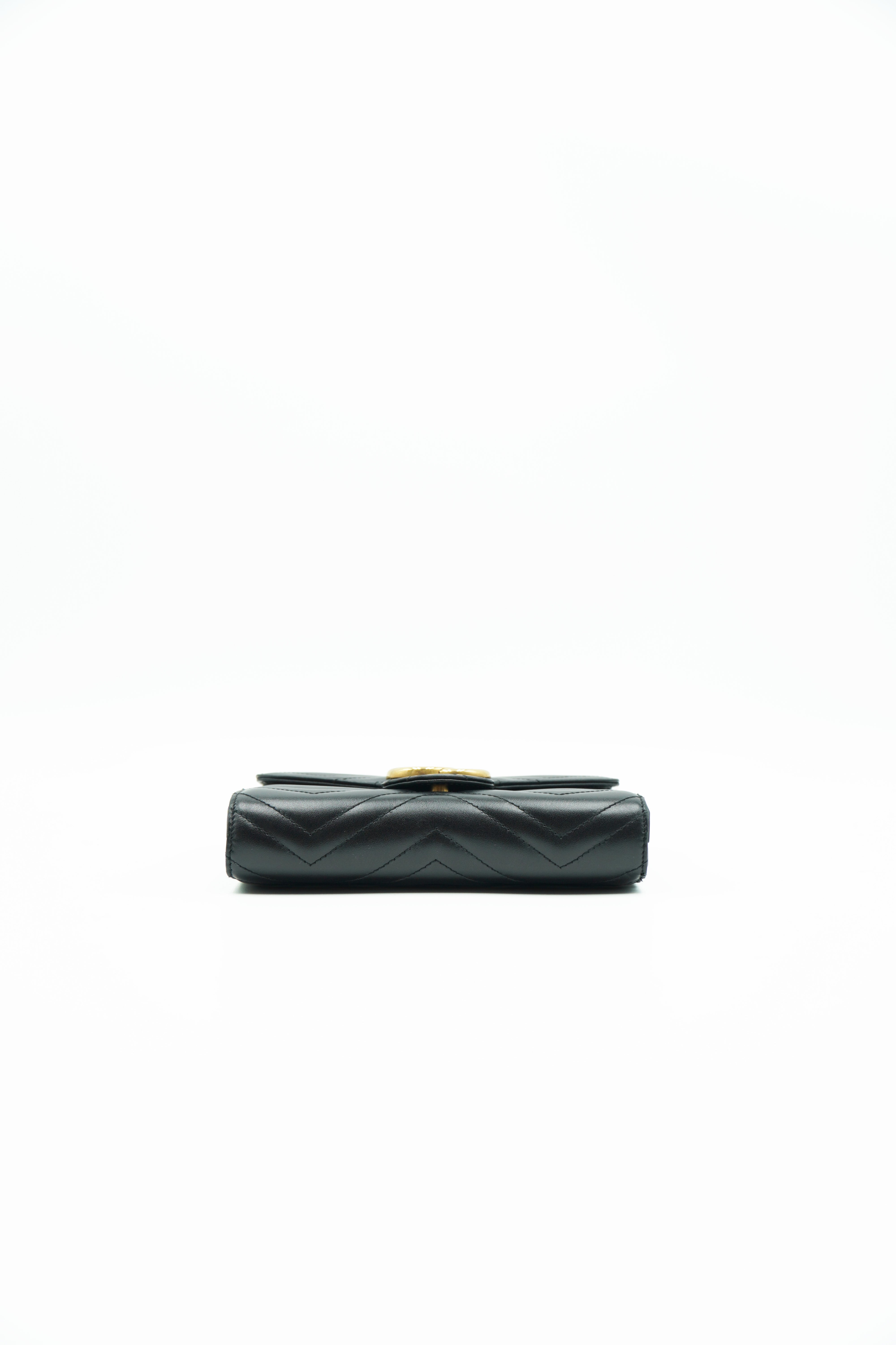 Gucci Borsa Marmont Maxi Wallet On Chain Pelle Nero second hand luxury - Aurea Luxury Lab