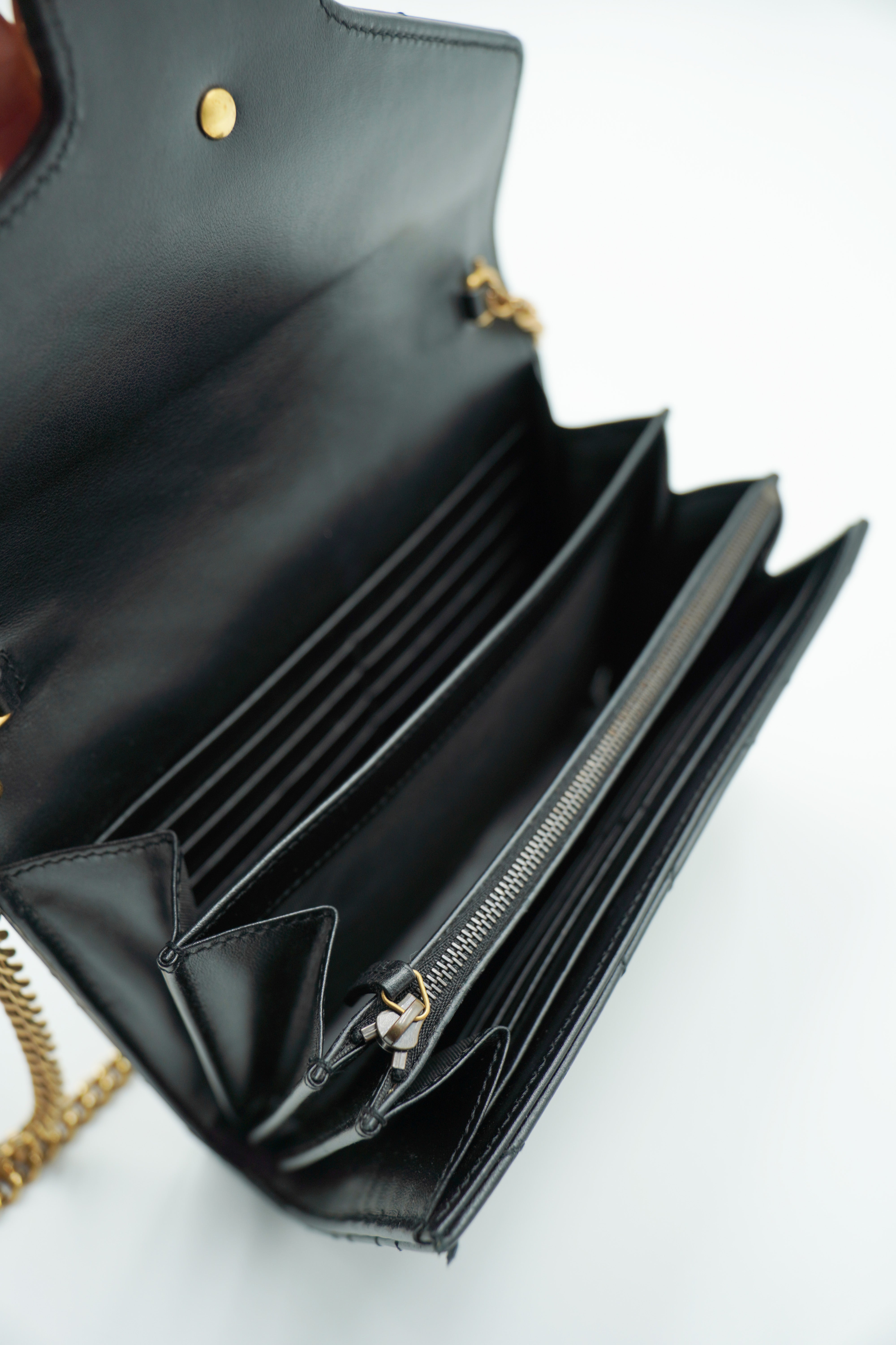 Gucci Borsa Marmont Maxi Wallet On Chain Pelle Nero luxury resale autentica - Aurea Luxury Lab