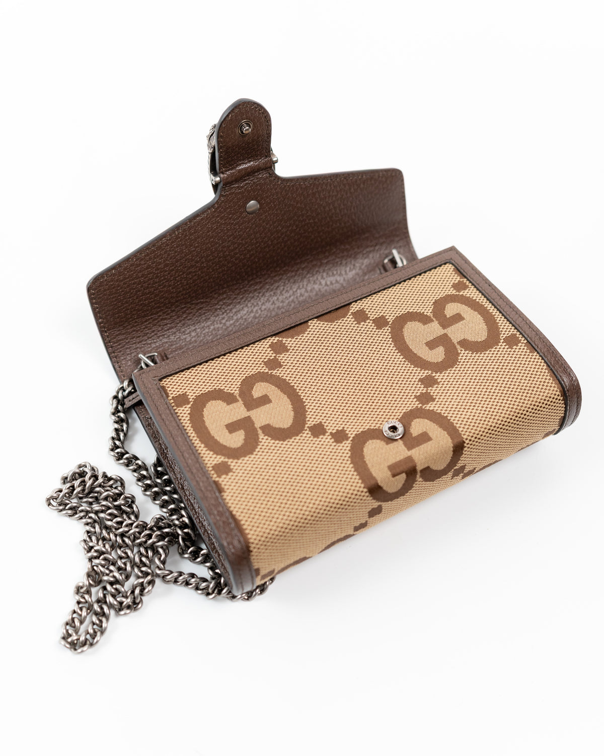 Gucci Borsa Dionysus Wallet on Chain Tela Jumbo GG Beige e Marrone usata autentica - Aurea Luxury Lab