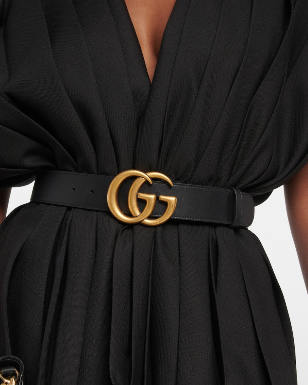 Cinturón ancho negro Gucci Marmont GG