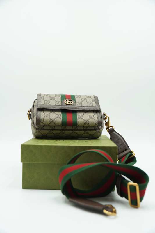 Gucci Mini Borsa Ophidia Beige e Marrone GG