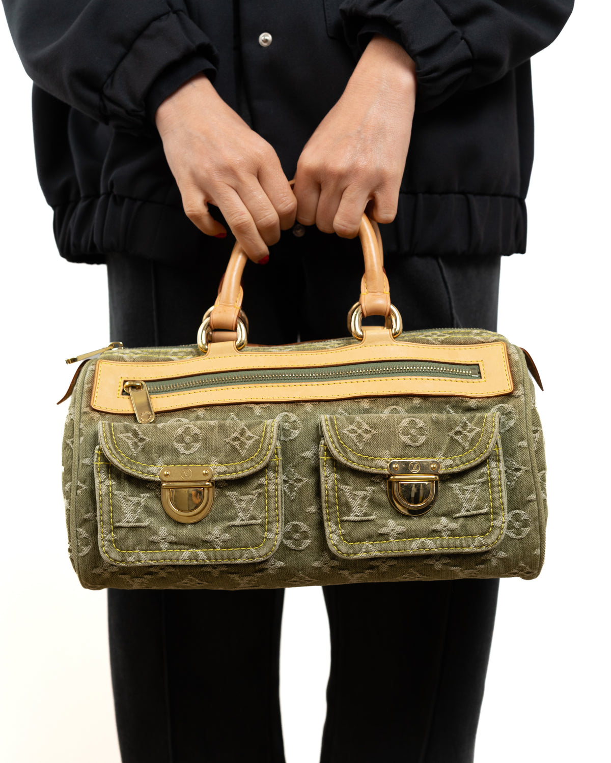 Louis Vuitton Borsa Neo Speedy Monogram Denim Verde Oliva pre-owned certificata - Aurea Luxury Lab