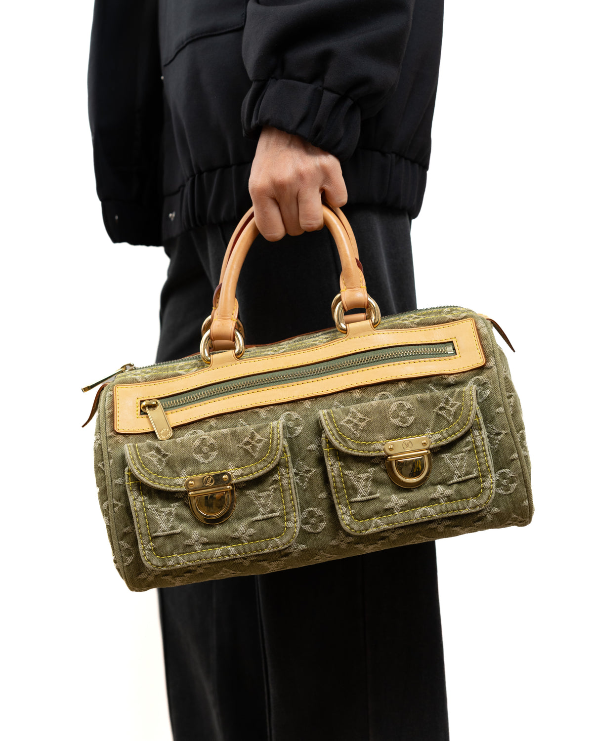 Louis Vuitton Borsa Neo Speedy Monogram Denim Verde Oliva second hand luxury - Aurea Luxury Lab