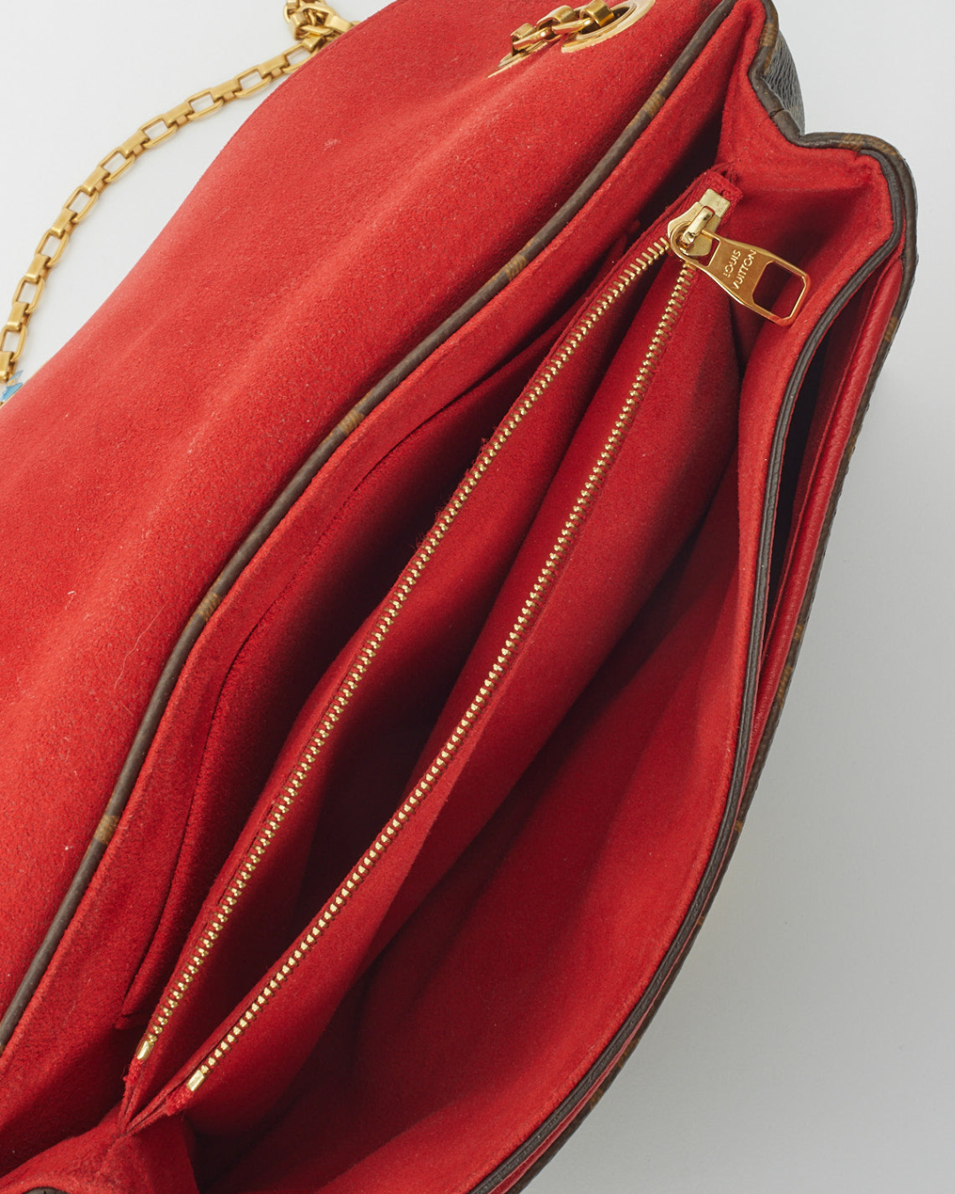 Louis Vuitton Borsa Tracolla Pallas Chain Monogram e Pelle Rossa - Usato Autentico