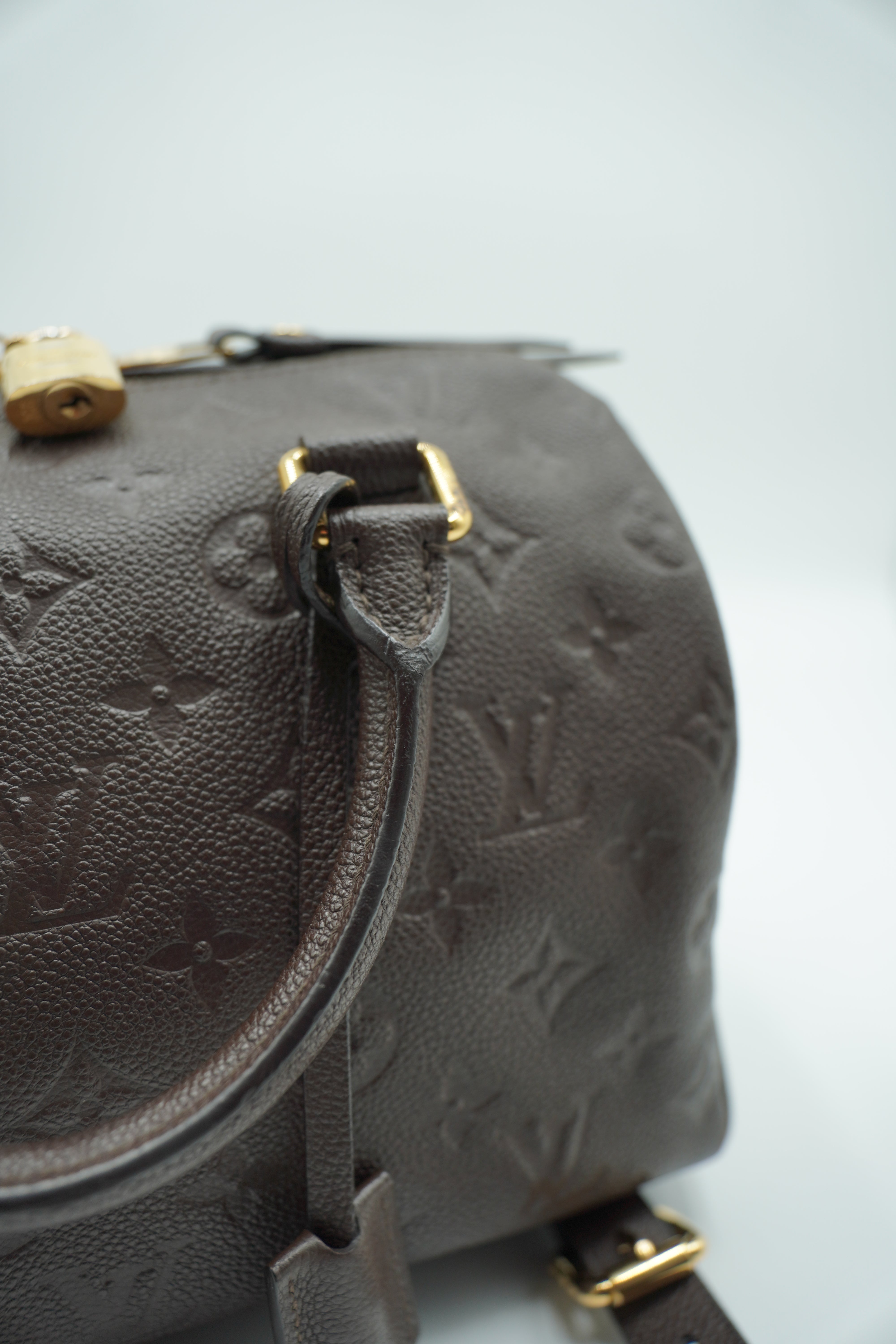 Louis Vuitton Speedy Bandoulière 25 Bolso de cuero Empreinte Monogram Castaño