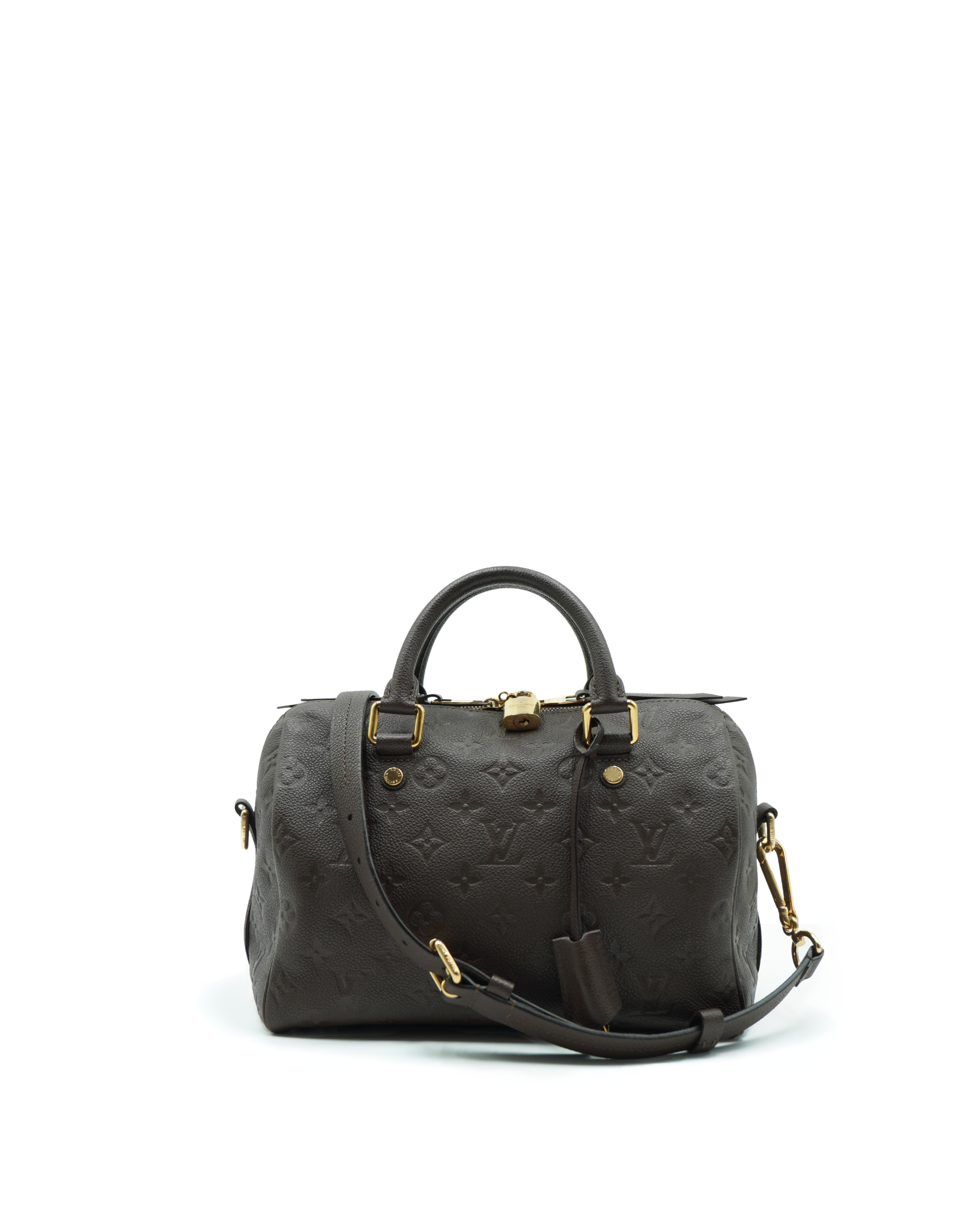 Louis Vuitton Speedy Bandoulière 25 Leather Bag Empreinte Monogram Brown