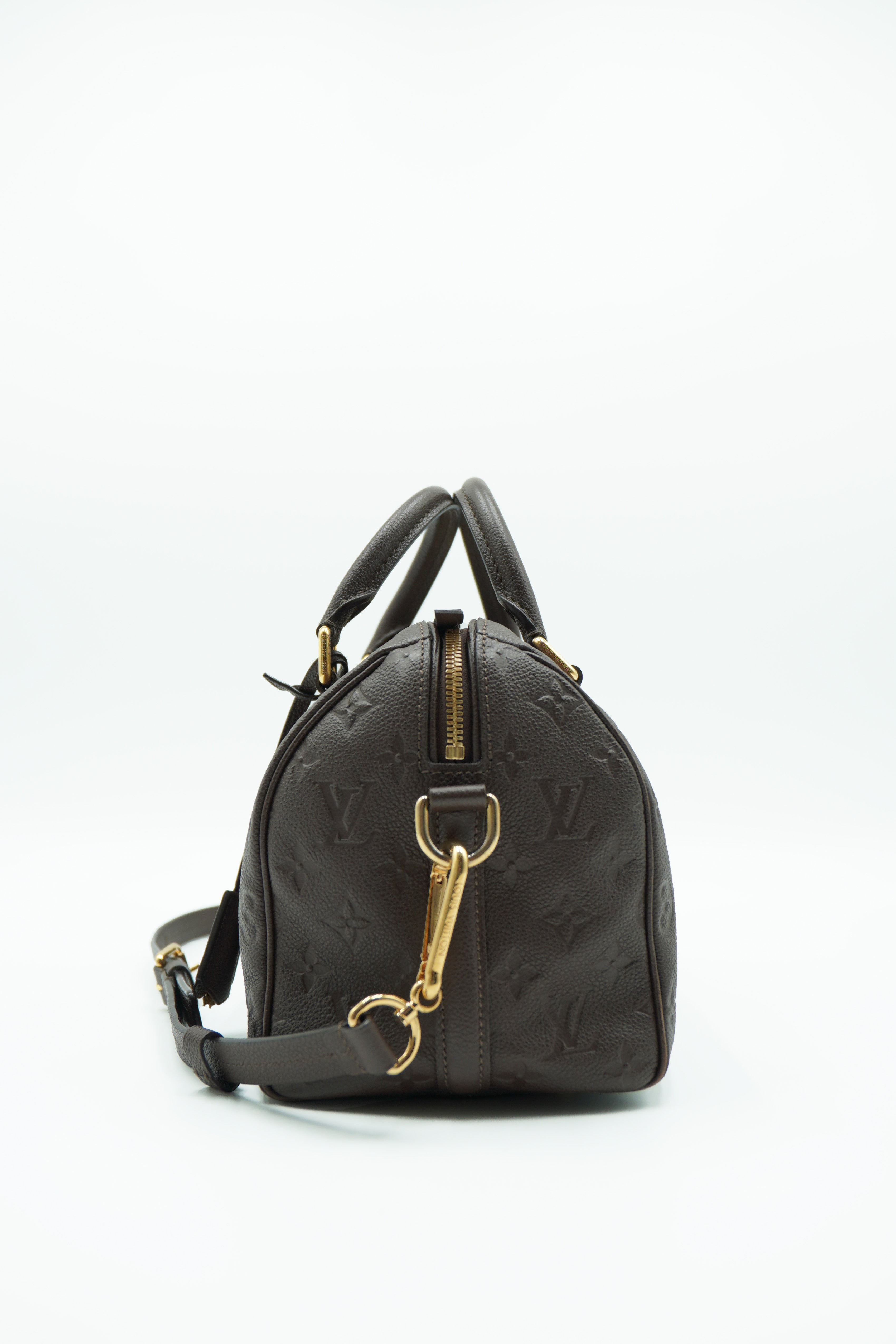 Louis Vuitton Speedy Bandoulière 25 Leather Bag Empreinte Monogram Brown