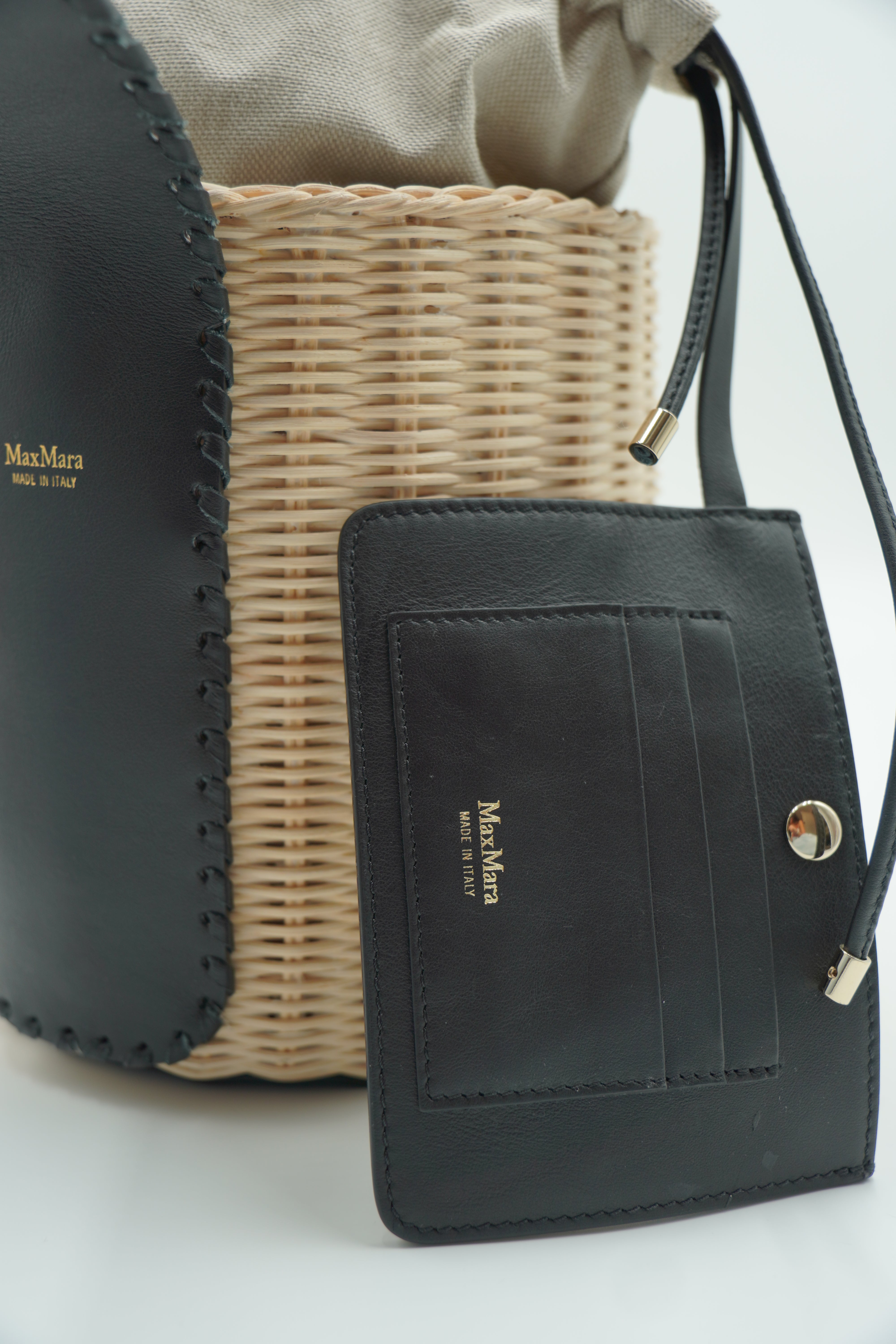 MaxMara Jane secchiello paglia e pelle usata come nuova certificata - Aurea Luxury Lab