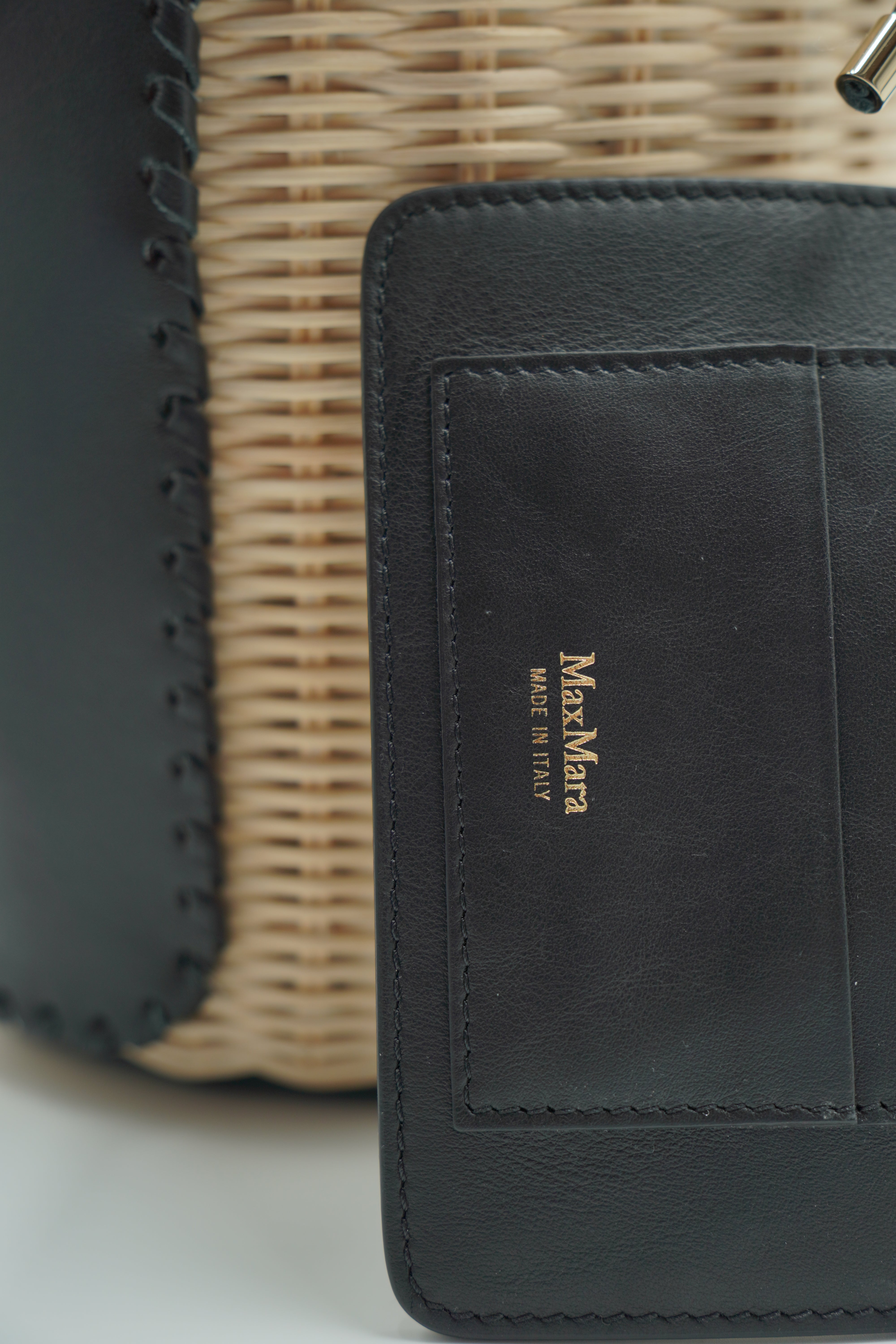 MaxMara Jane secchiello paglia e pelle borsa usata autentica - Aurea Luxury Lab