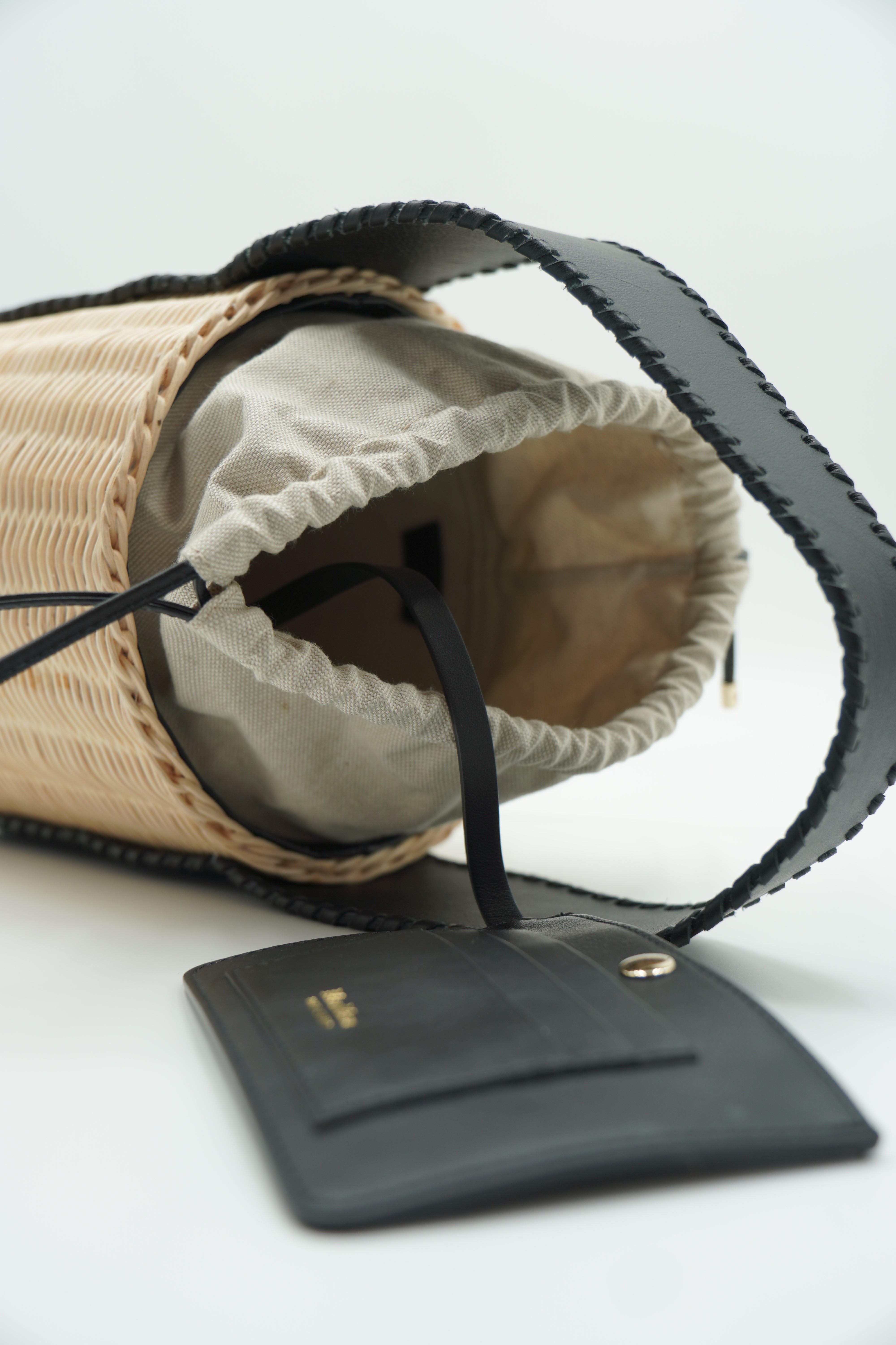MaxMara Jane secchiello paglia e pelle pre-owned autentica - Aurea Luxury Lab