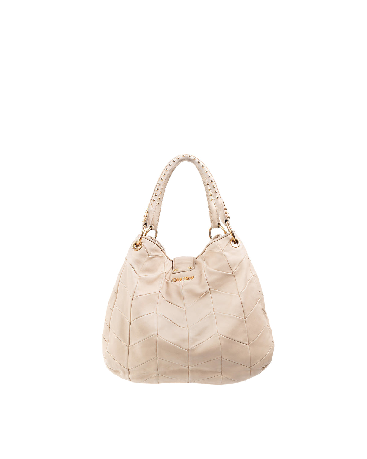 Miu Miu Hobo Bag Vintage Nappa Leather Cream — Pre-owned Authentic
