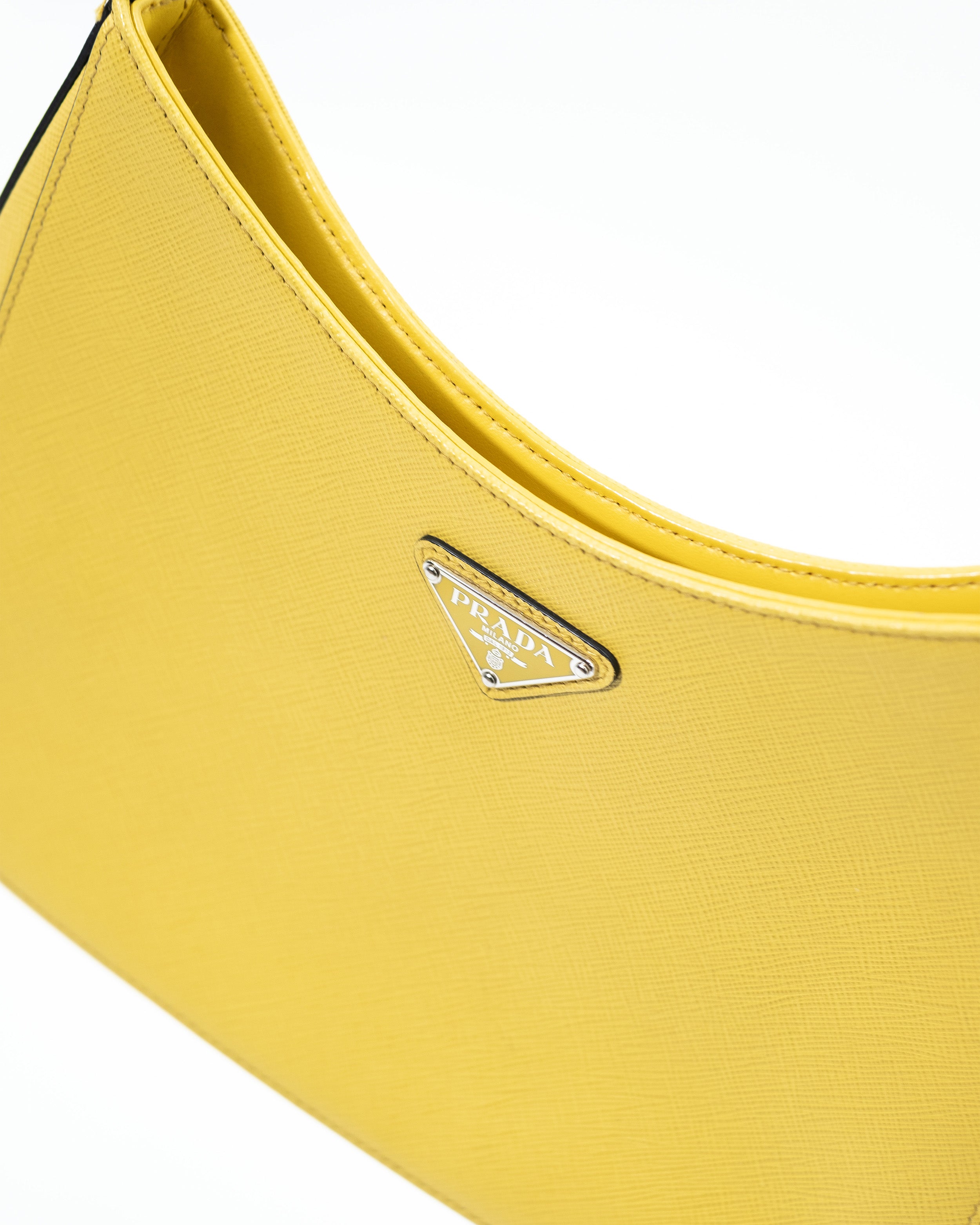 Prada Cleo Yellow Brushed Leather Bag — Pre-owned Authentic
