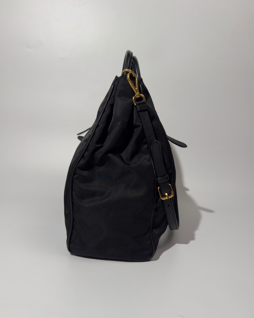 Prada Borsa Shopping Nylon e Pelle Nera borsa usata autentica - Aurea Luxury Lab