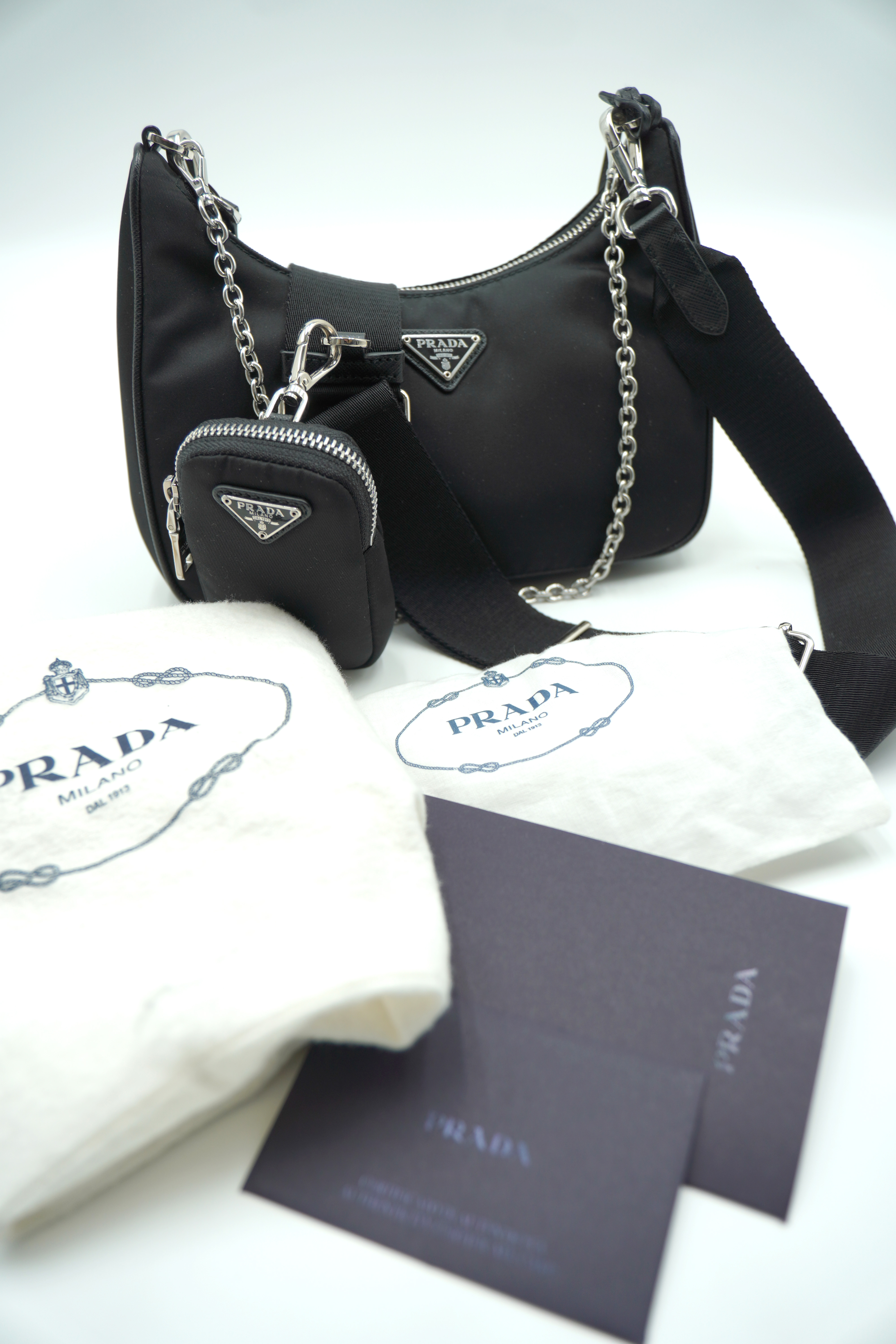 Prada Re-Edition 2005 Re-Nylon Black Accessories Bag - Authentic Used