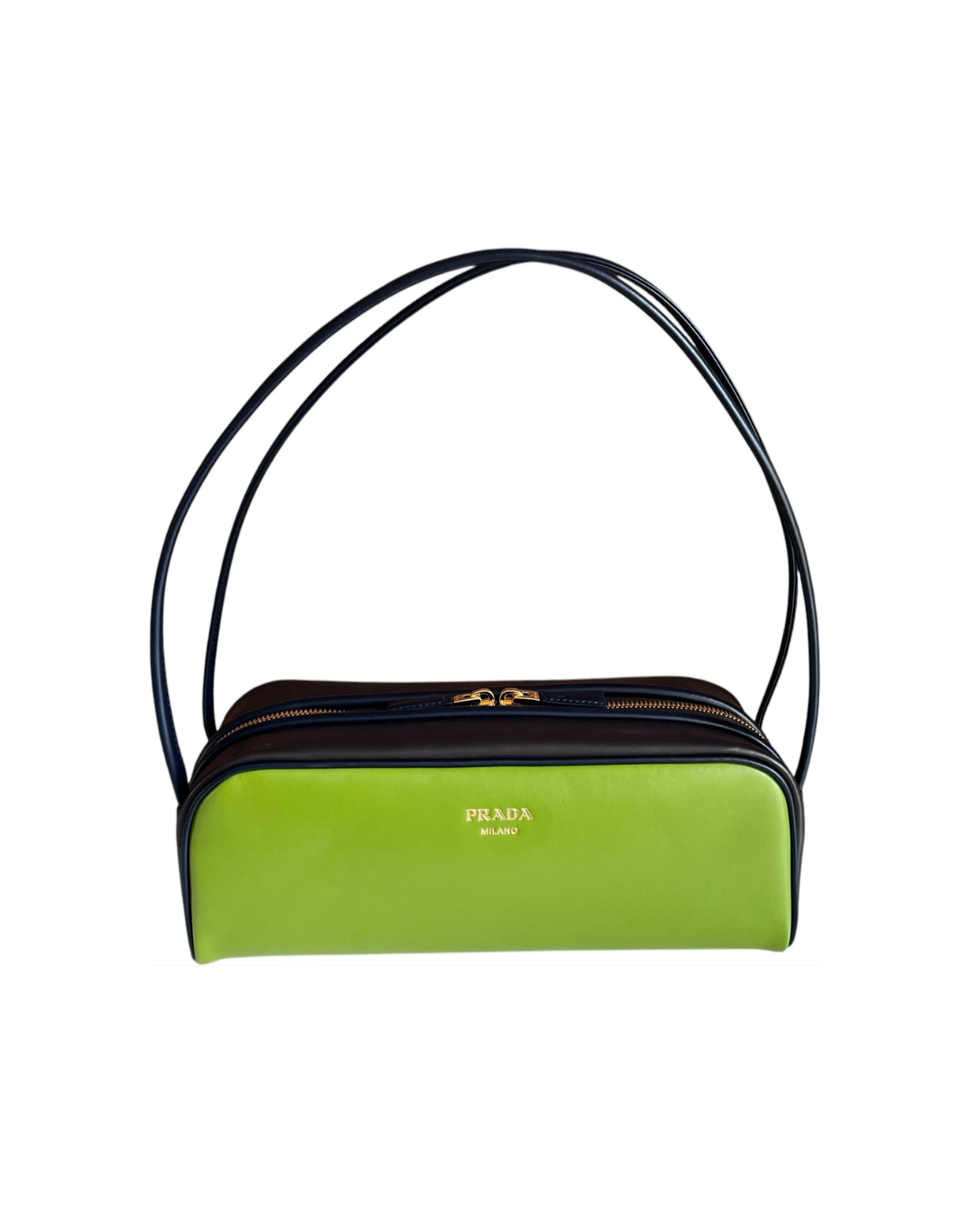 Prada Borsa Swing Pelle Verde e Blu Notte second hand luxury - Aurea Luxury Lab
