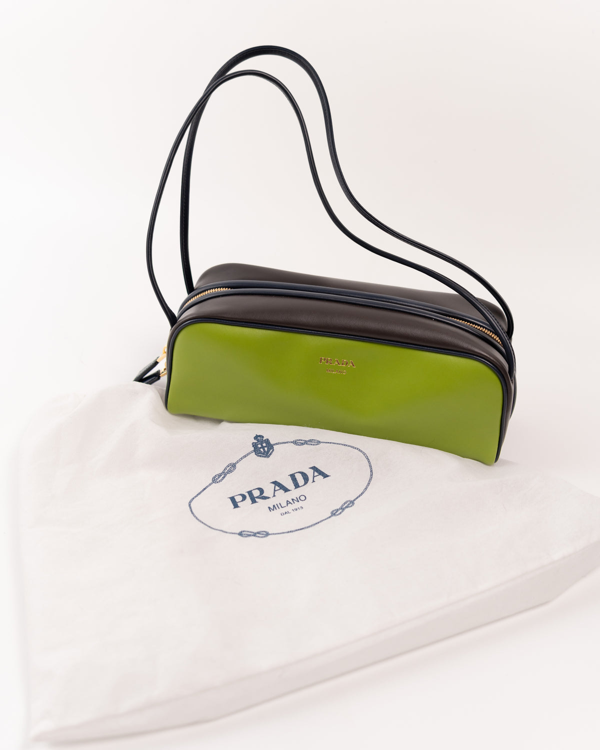 Prada Borsa Swing Pelle Verde e Blu Notte pre-owned certificata - Aurea Luxury Lab