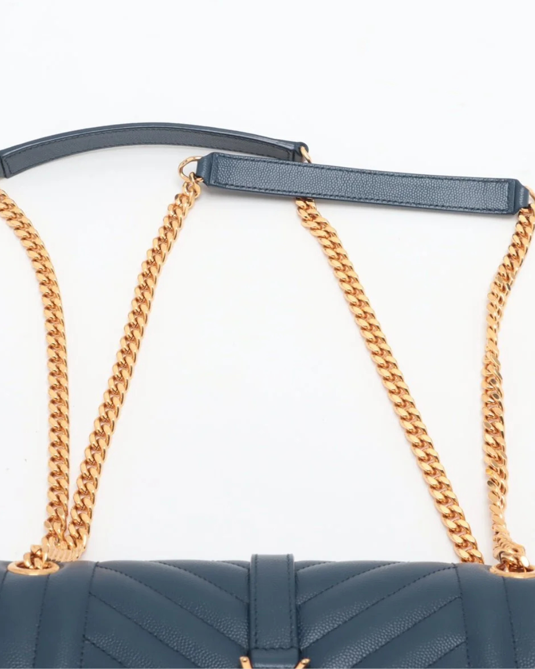 Saint Laurent Borsa Envelope Large Pelle Martellata Blu Navy borsa usata autentica - Aurea Luxury Lab