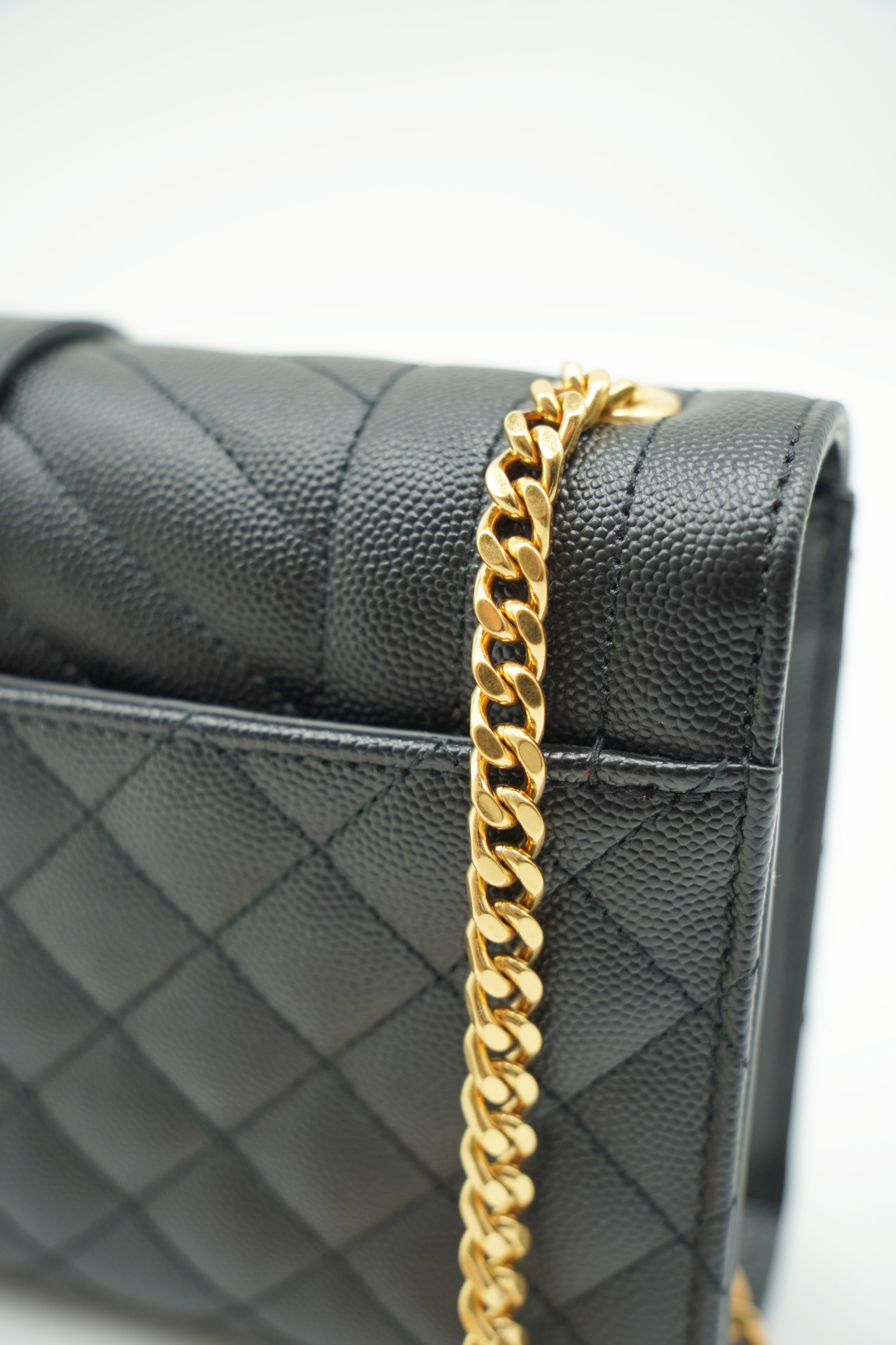 Saint Laurent Borsa Envelope Small Tracolla Pelle Nera- Usata Autentica