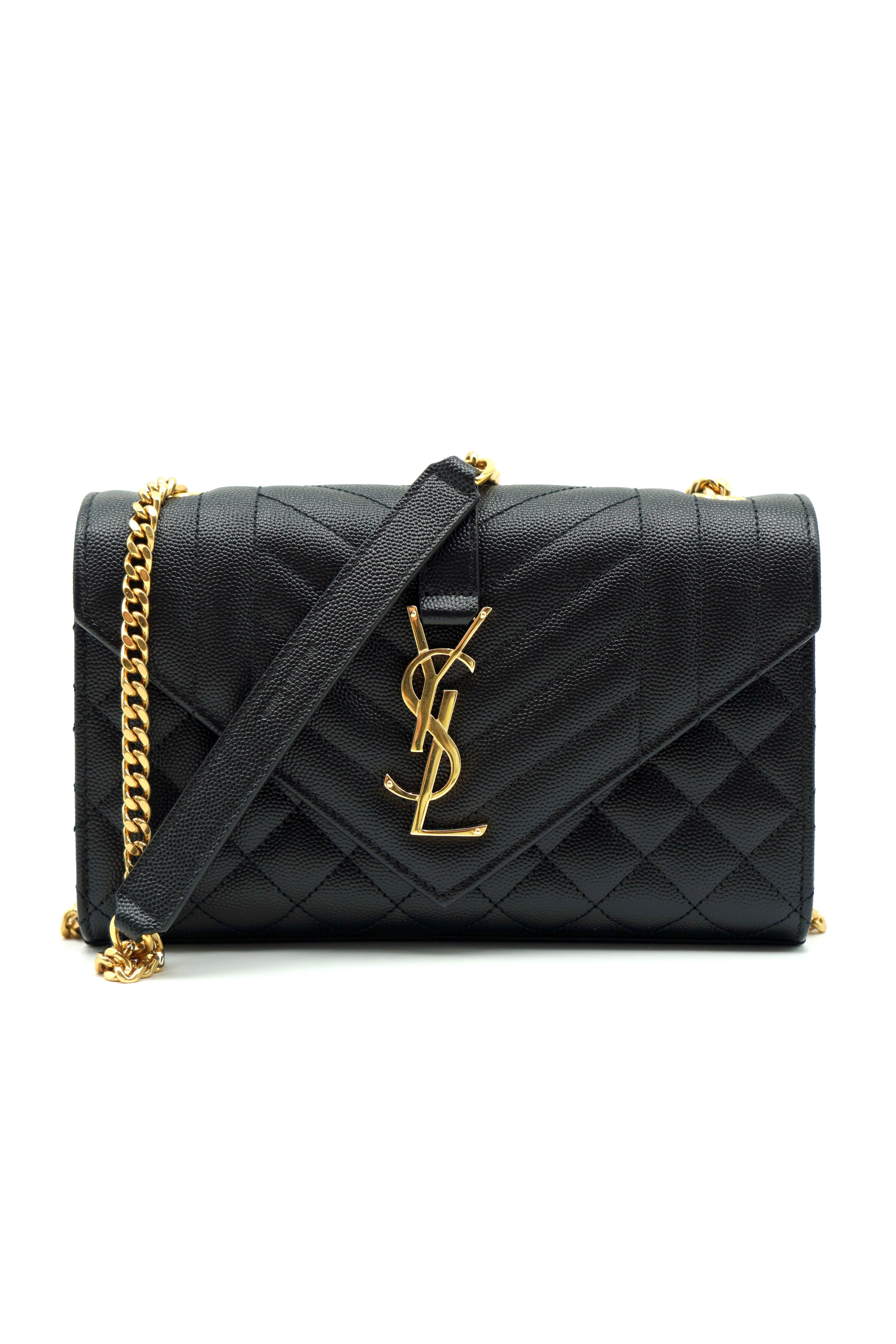 Saint Laurent Borsa Envelope Small Tracolla Pelle Nera- Usata Autentica