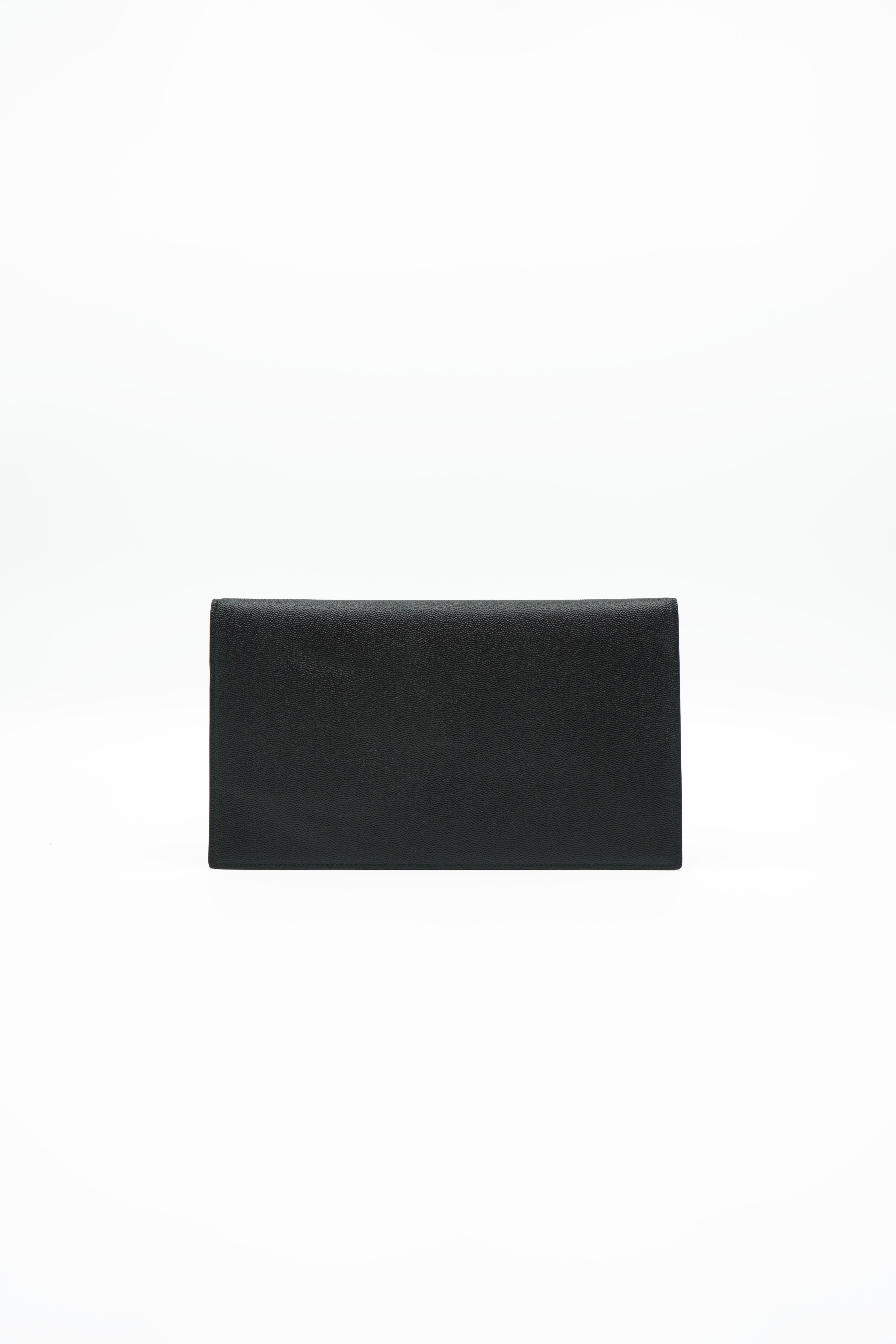Saint Laurent Pochette Uptown Pelle Groffata Nera preloved luxury certificata - Aurea Luxury Lab