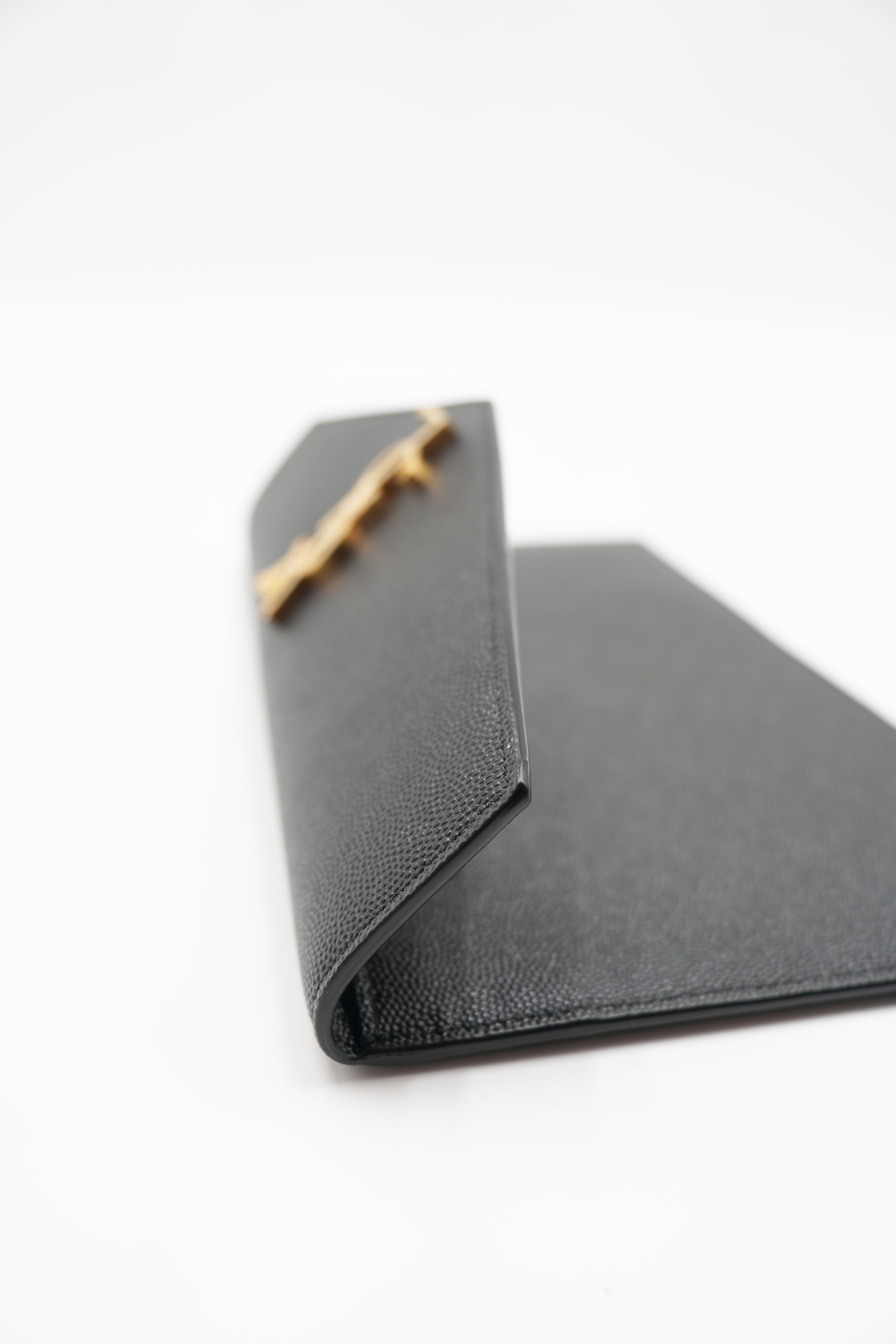 Saint Laurent Pochette Uptown Pelle Groffata Nera borsa usata autentica - Aurea Luxury Lab