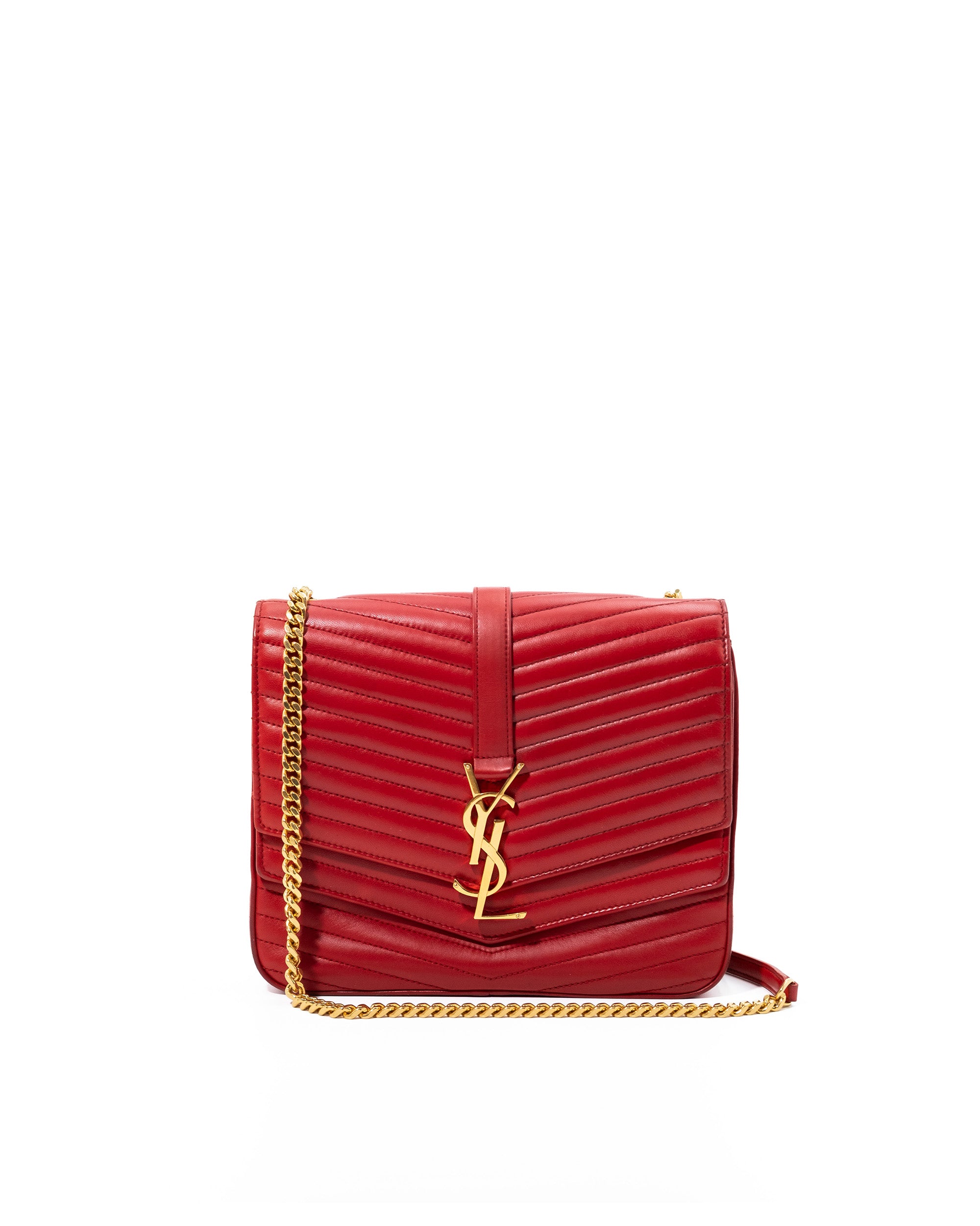 Saint Laurent Borsa Sulpice Pelle Agnello Rossa — Pre-owned Autentica