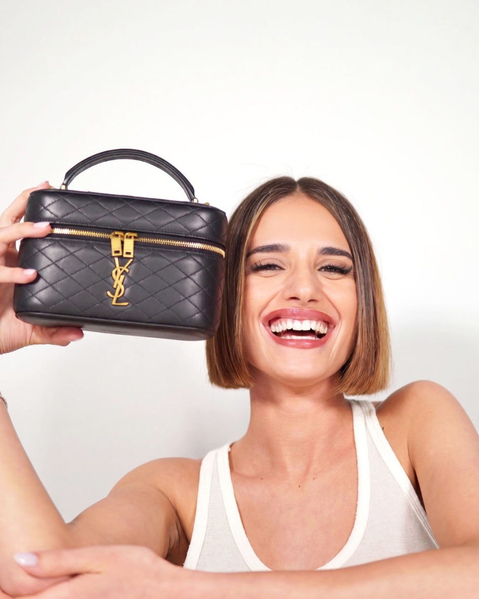 Saint Laurent Borsa Vanity Gaby Medium Pelle Agnello Nero — Pre-owned Autentica