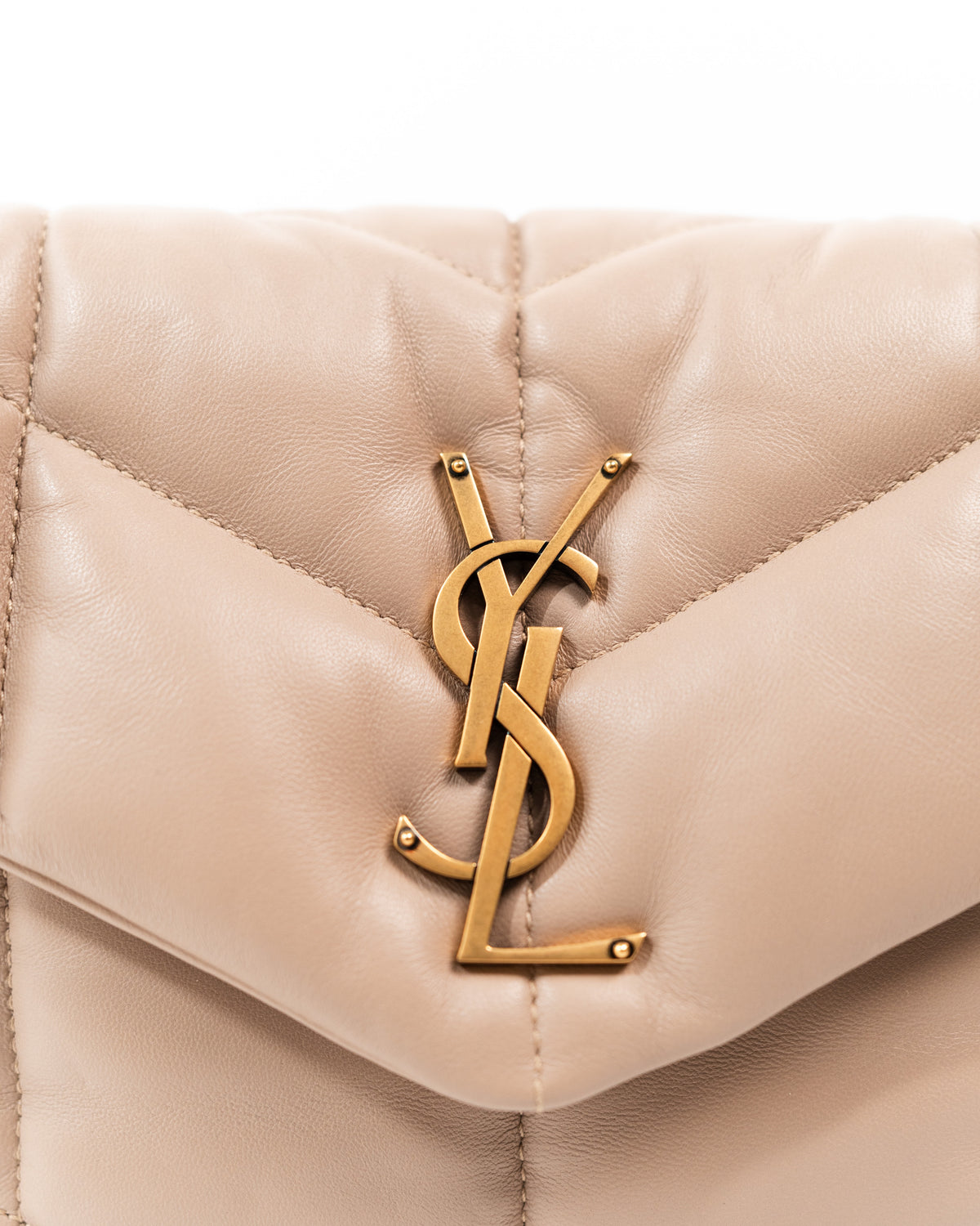 Saint Laurent Borsa Puffer Small Pelle di Agnello Beige second hand luxury - Aurea Luxury Lab