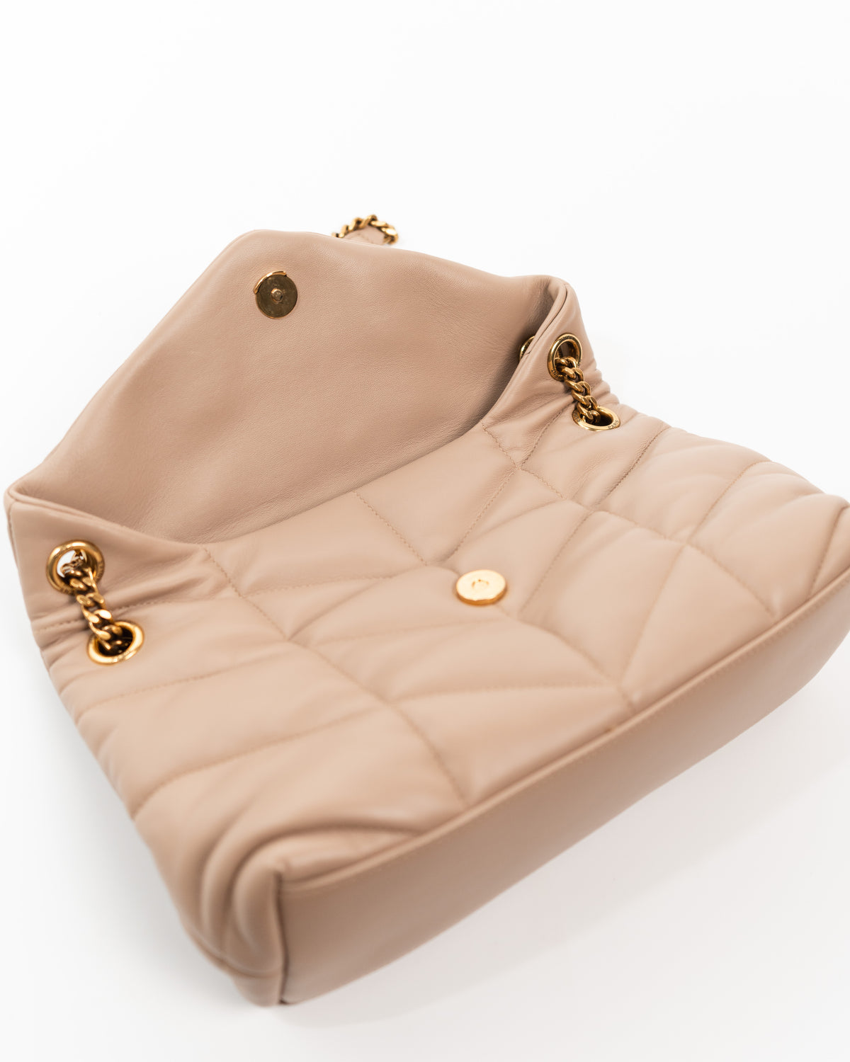 Saint Laurent Borsa Puffer Small Pelle di Agnello Beige second hand luxury - Aurea Luxury Lab