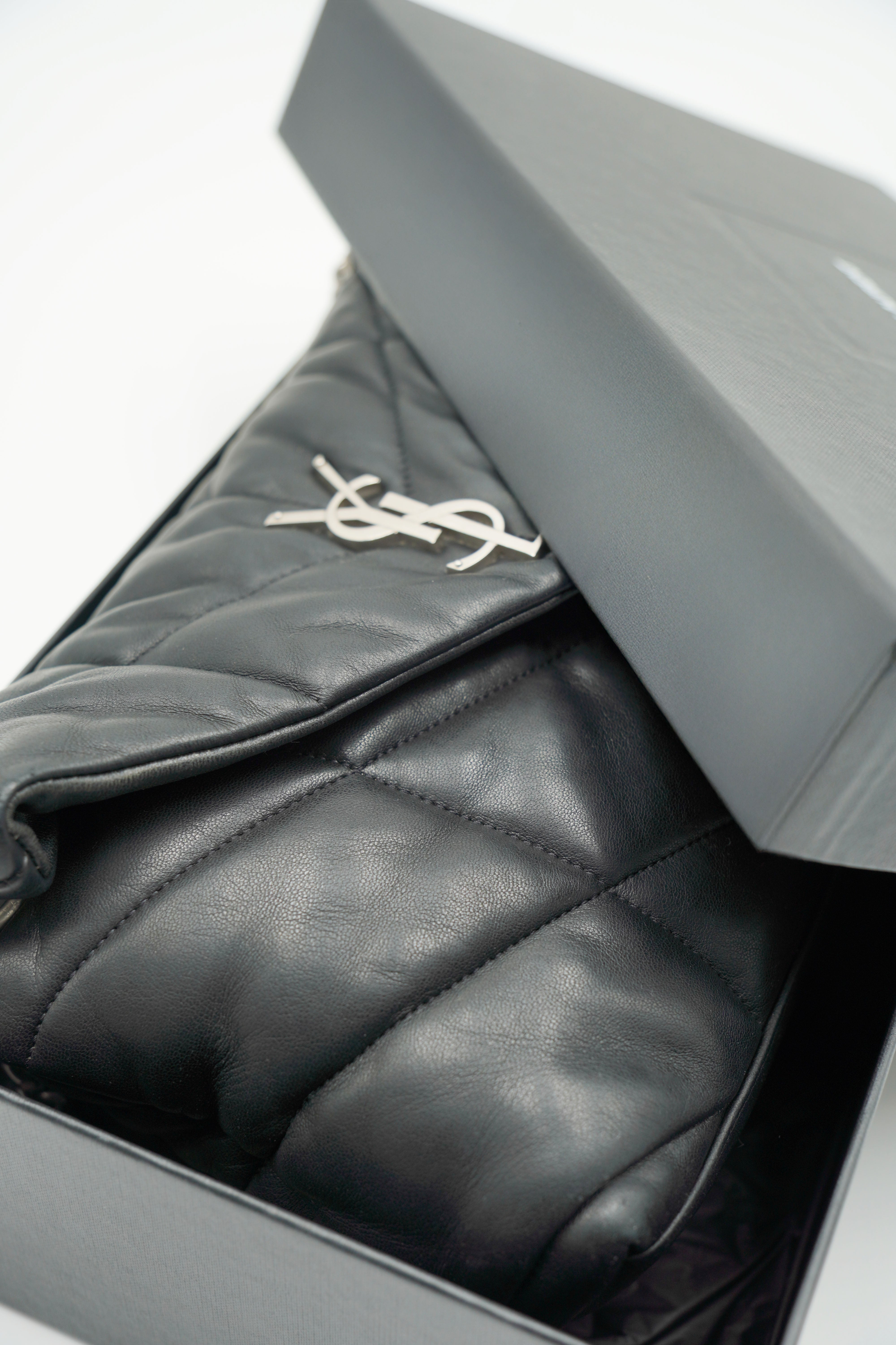 Saint Laurent Borsa Lou Lou Puffer Small Nera