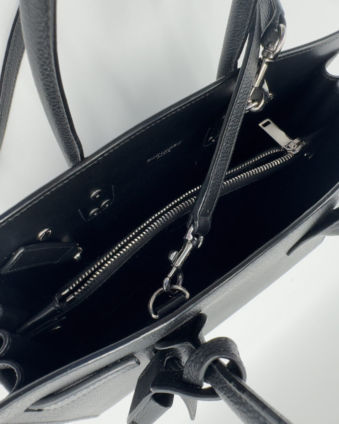 Saint Laurent Borsa Sac Du Jour Pelle Martellata Nera Baby