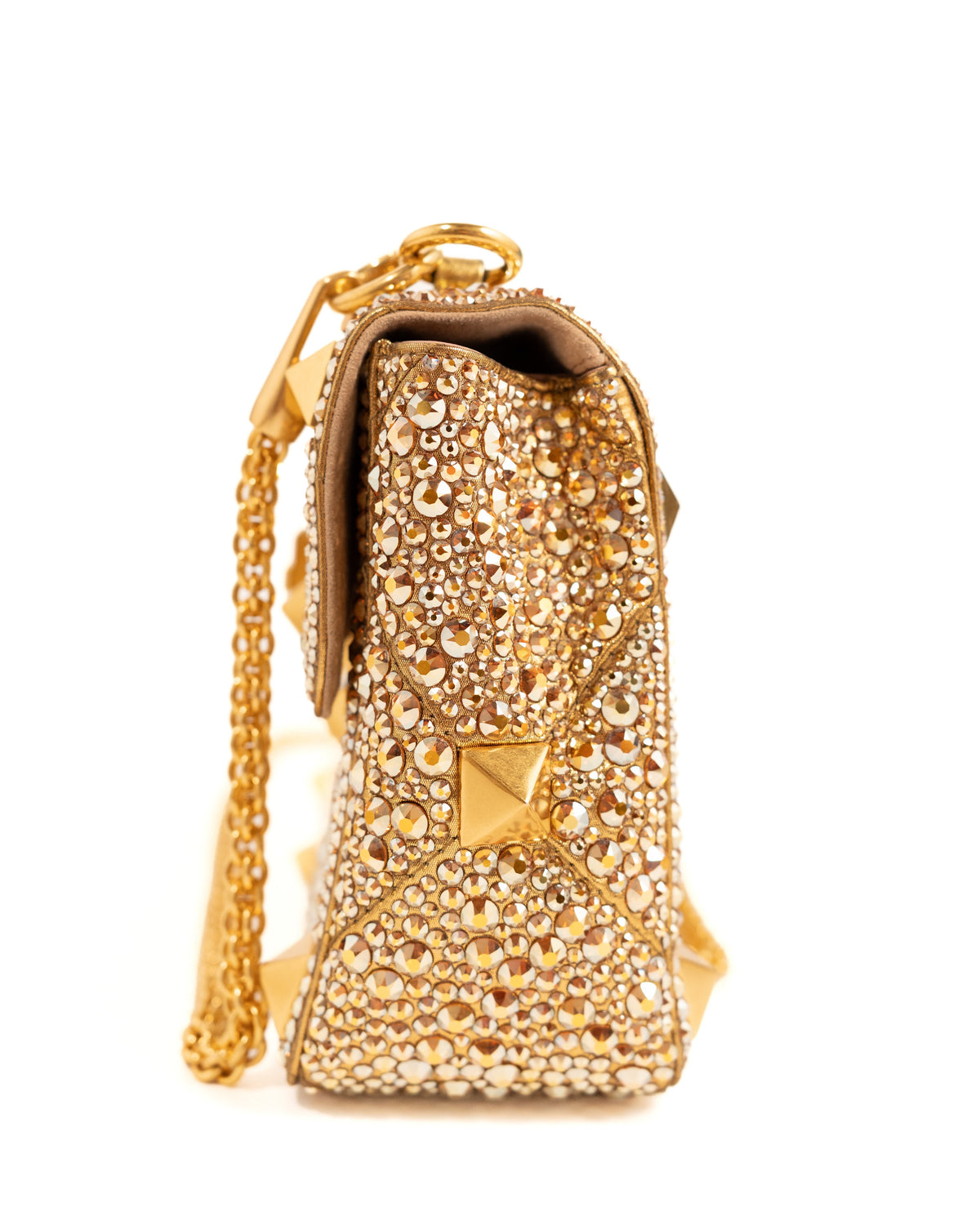 Valentino Garavani Borsa Roman Stud Crystal Oro pre-owned autentica - Aurea Luxury Lab