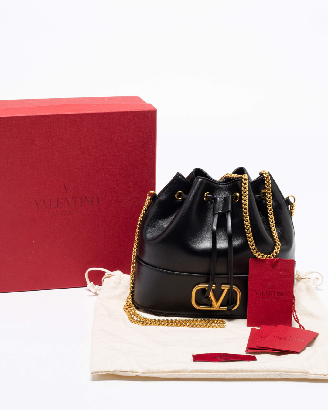 Valentino Garavani Borsa Secchiello VLogo Nappa Nera — Pre-owned Autentica