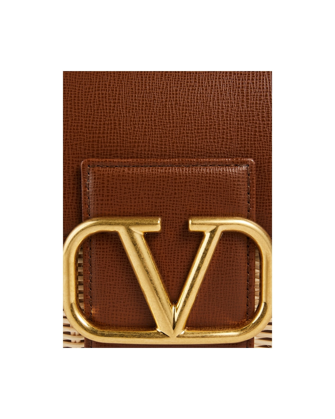 Valentino Garavani Borsa Stud Sign Rafia e Pelle Beige nuova certificata - Aurea Luxury Lab