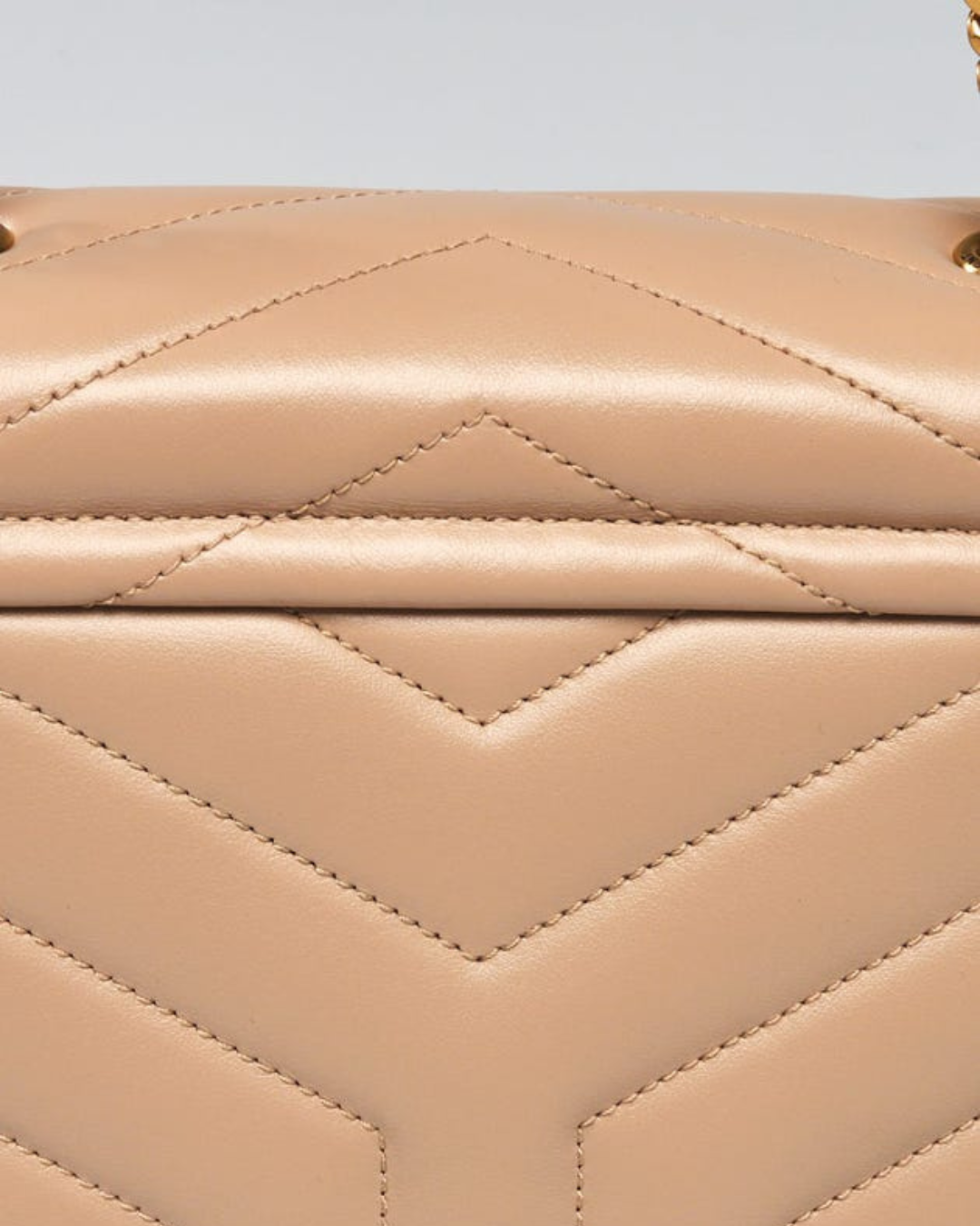 Saint Laurent Borsa Loulou Small Pelle Beige — Pre-owned Autentica